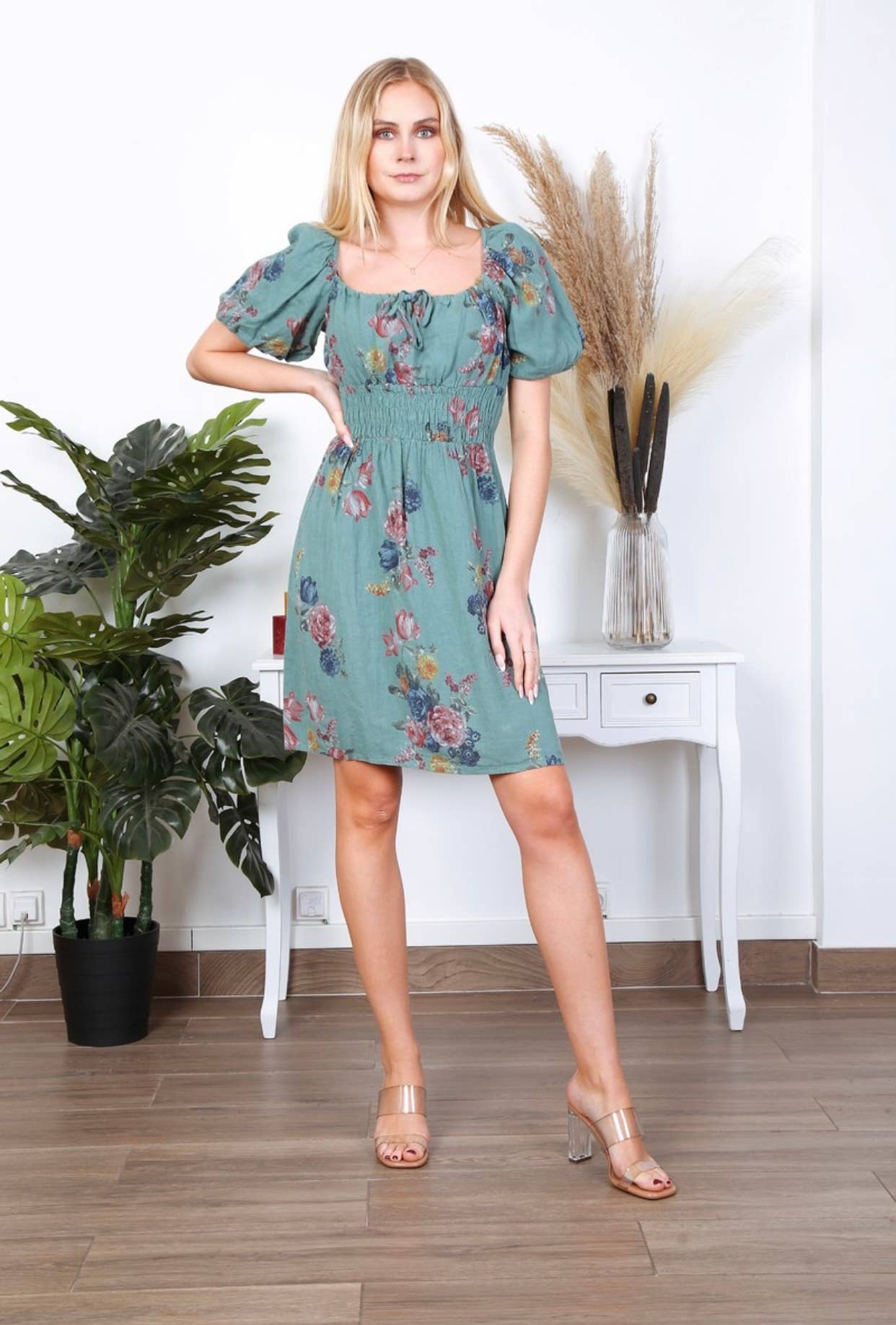 Short dress in 100% linen REF.1720