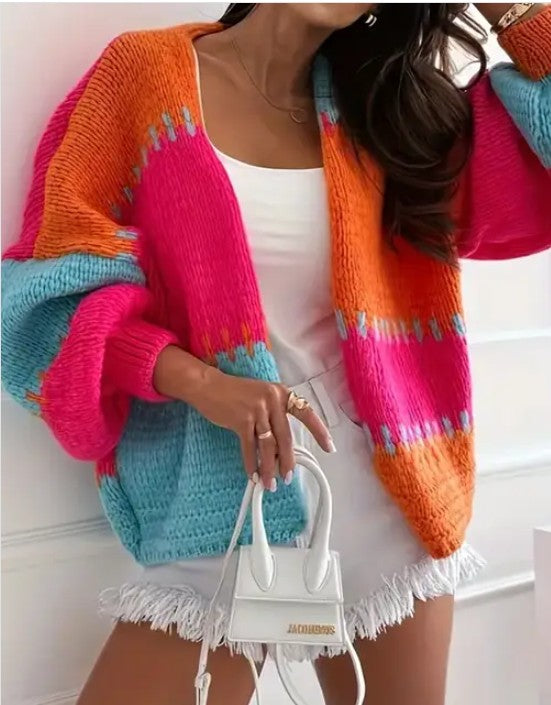 Women's Color-Block Knit Cardigan