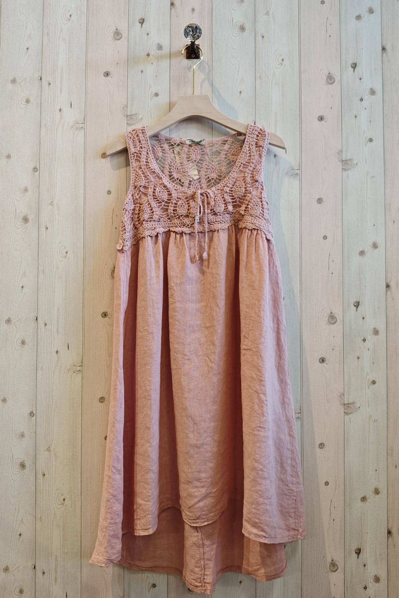 REF 17733 SLEEVELESS LINEN DRESS 100%