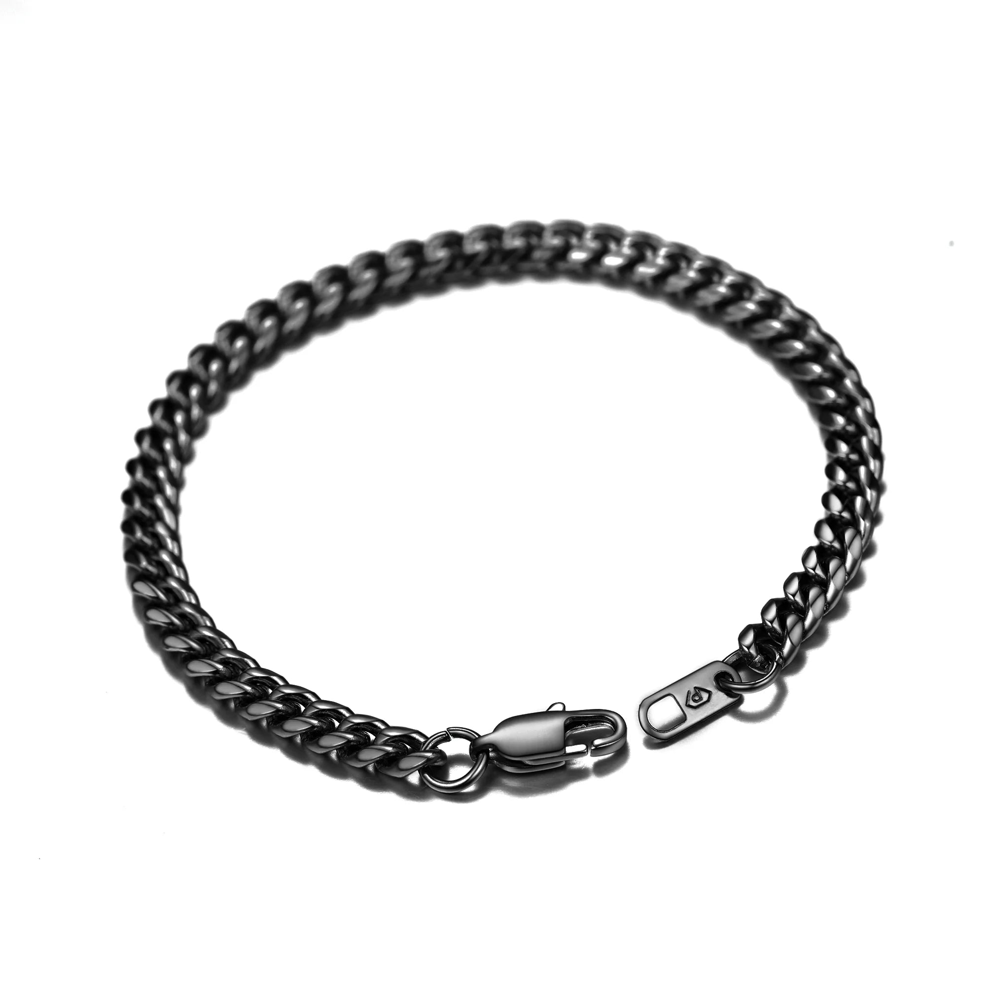 Men Chain Bracelet Black Cuban Curb Bracelet 6MM 8.3 Inch Wrist Bracelet Mens Stainless Steel Jewelry