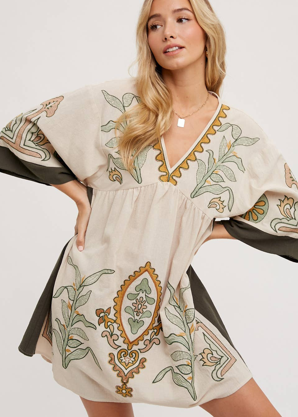 Babydoll Dress with Elegant Bell Sleeves