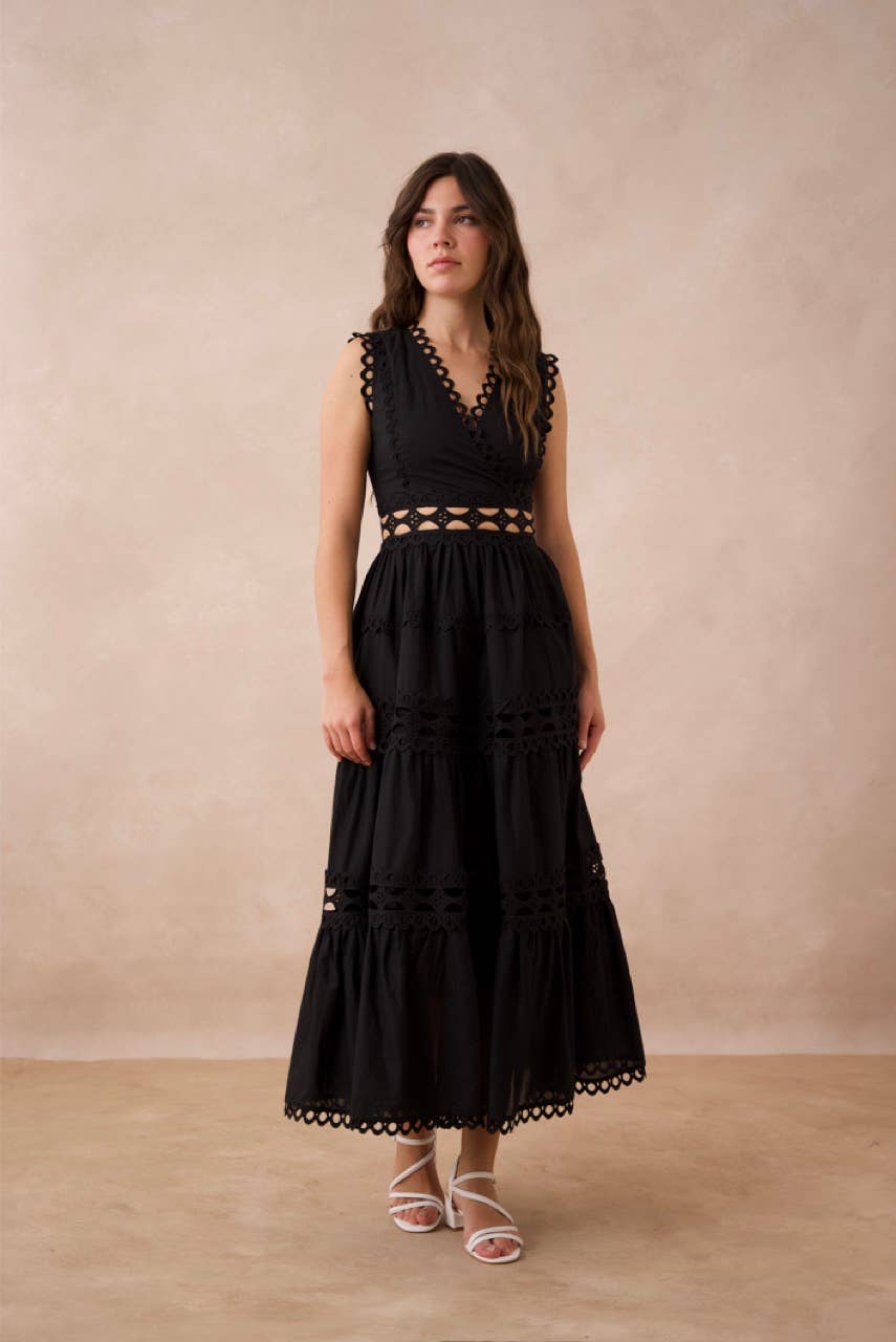 Ellie long dress in openwork cotton - 80983-3