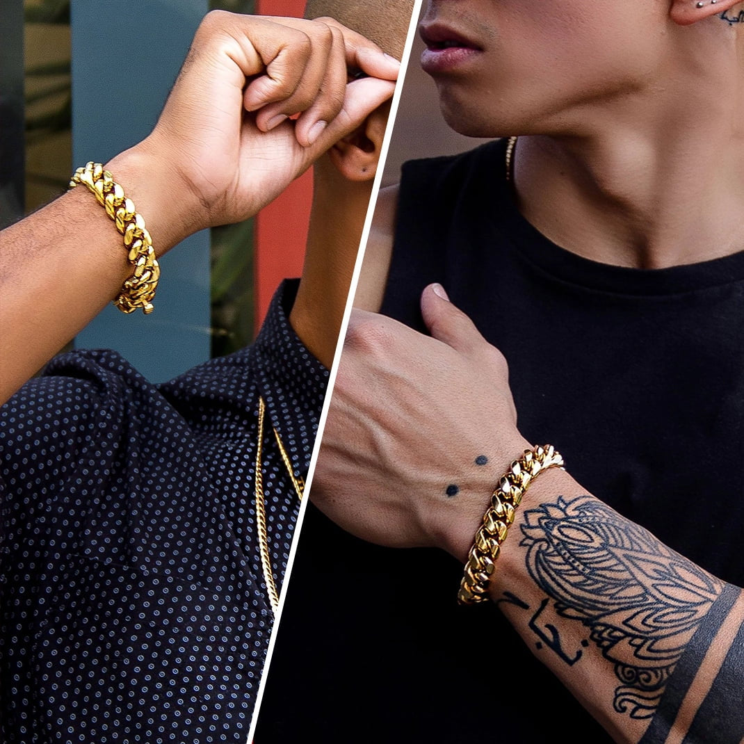 Men Chain Bracelet Black Cuban Curb Bracelet 6MM 8.3 Inch Wrist Bracelet Mens Stainless Steel Jewelry