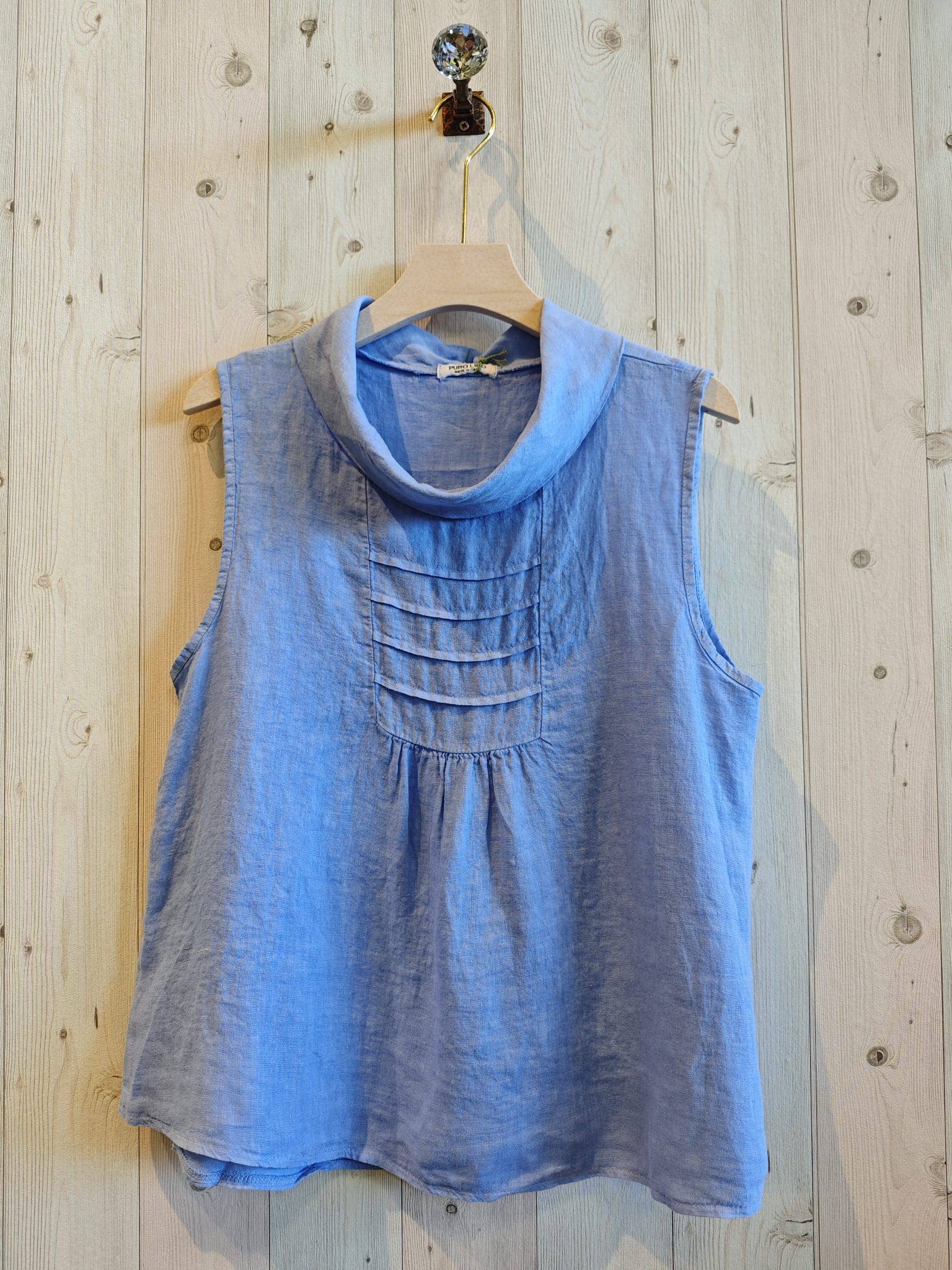 REF 17683 SLEEVELESS BOAT NECK BLOUSE 100% LINEN