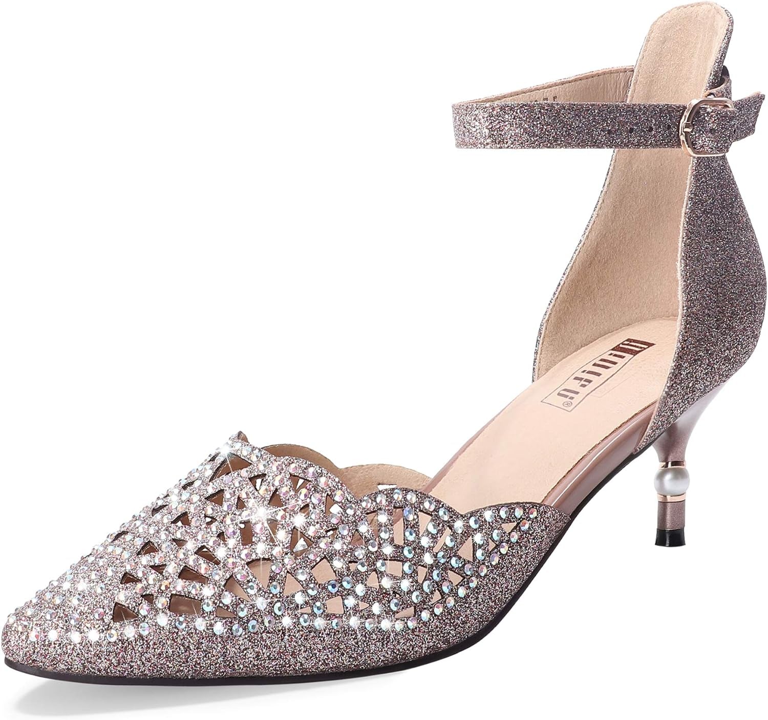 Women'S IN2 Candice Wedding Rhinestones Sequins Low Kitten Heels Pumps Dress Evening Shoes for Women Bridal Bride