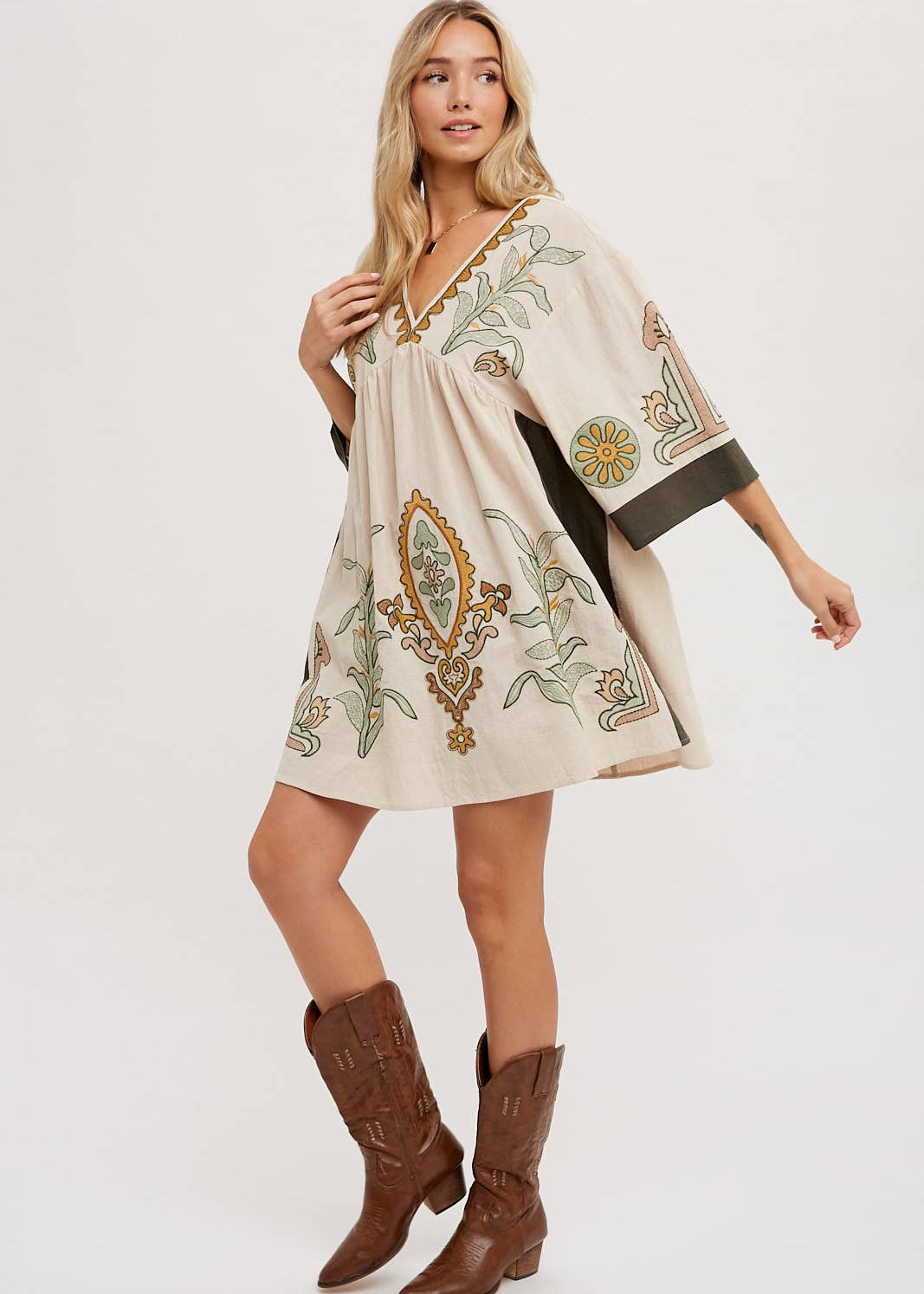 Babydoll Dress with Elegant Bell Sleeves