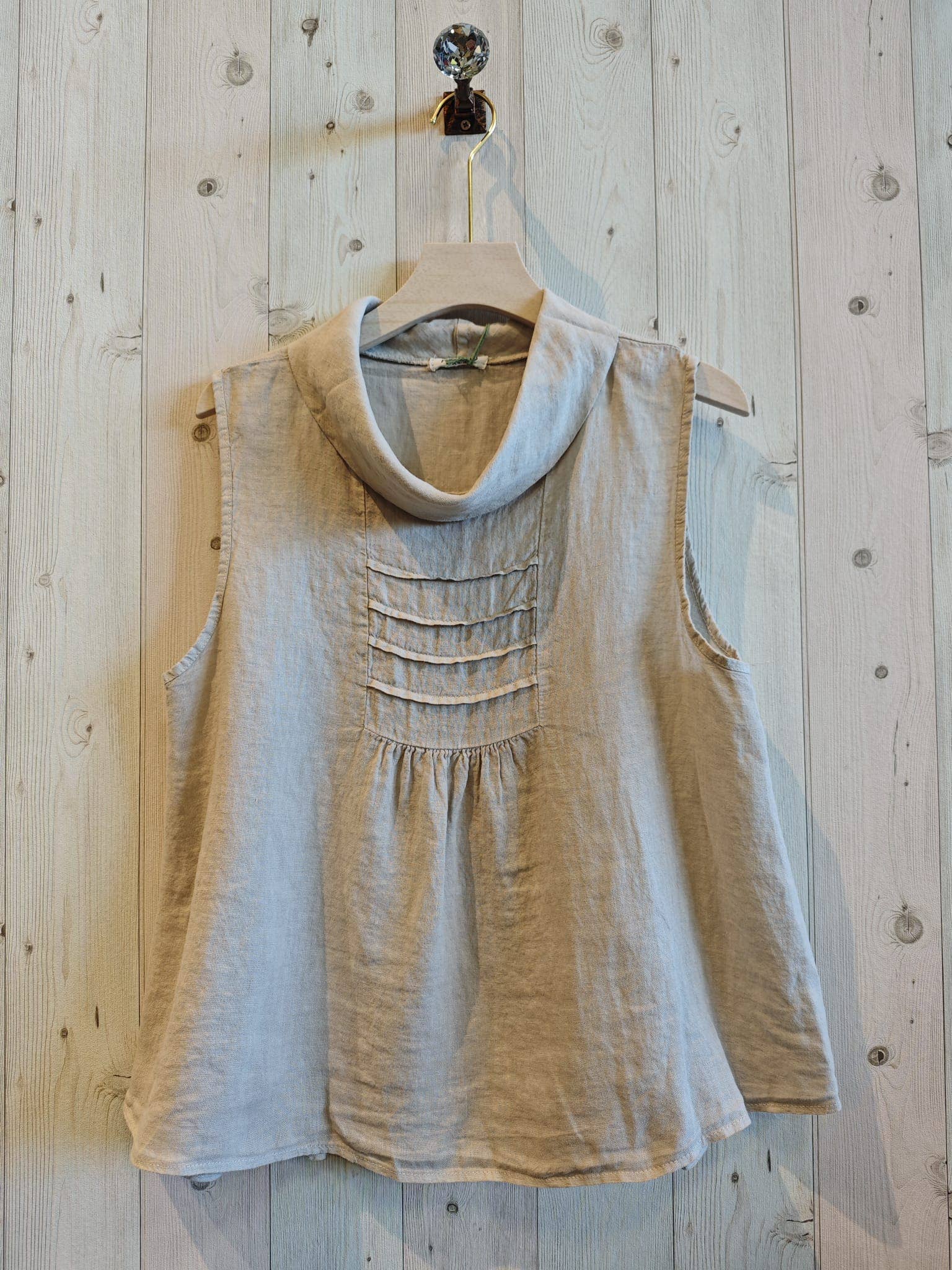 REF 17683 SLEEVELESS BOAT NECK BLOUSE 100% LINEN