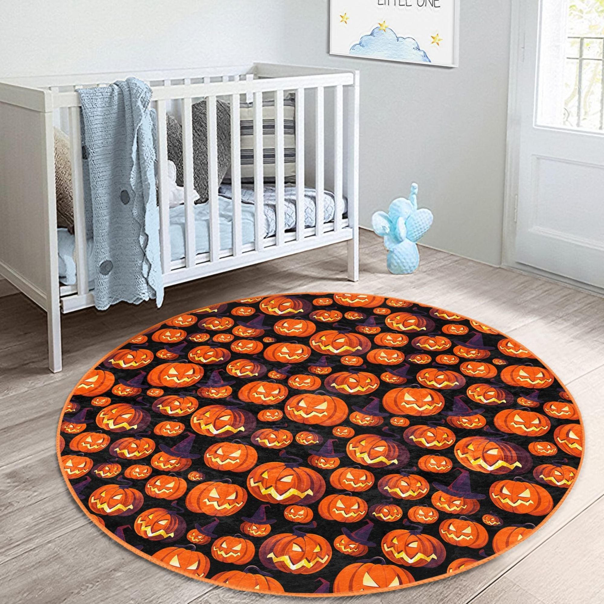 Halloween Pumpkin Pattern Kids Fall Decor Washable Rug | Homeezone