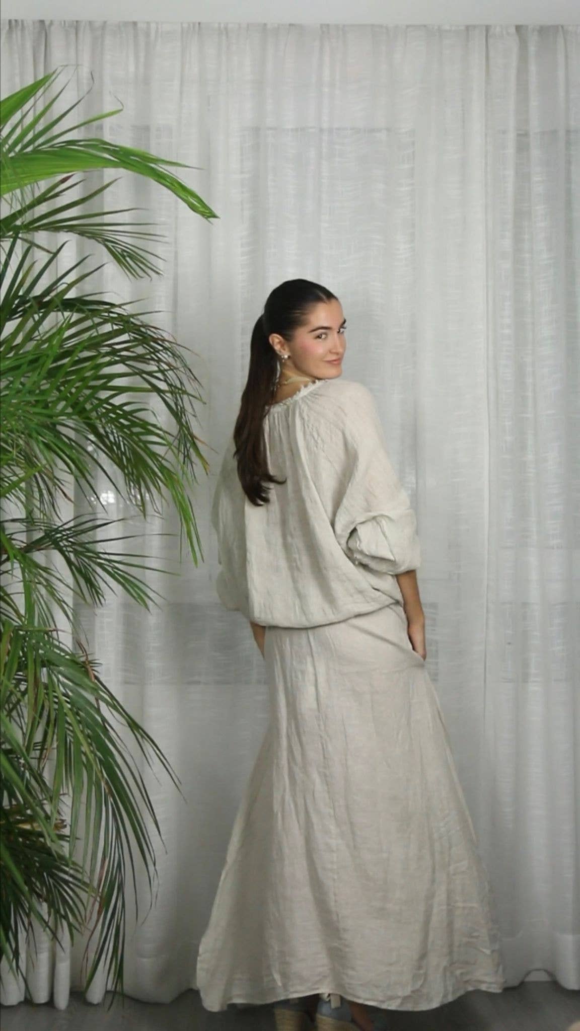Linen Oversized Pullover Blouse