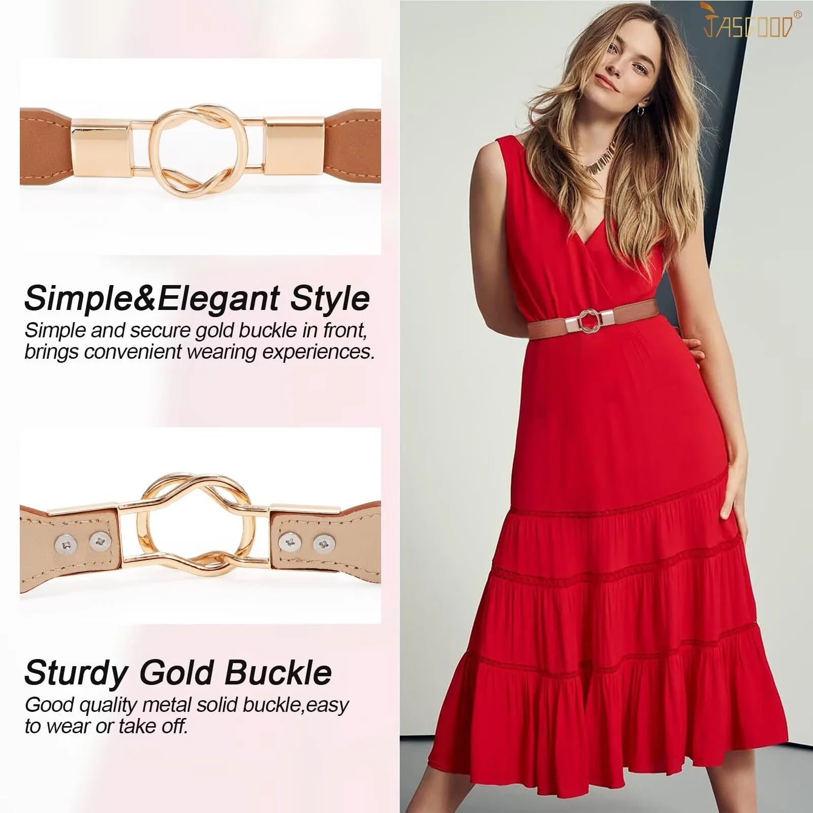 3 Pack Women Belts Retro Elastic Stretchy Skinny Belt for Dresses