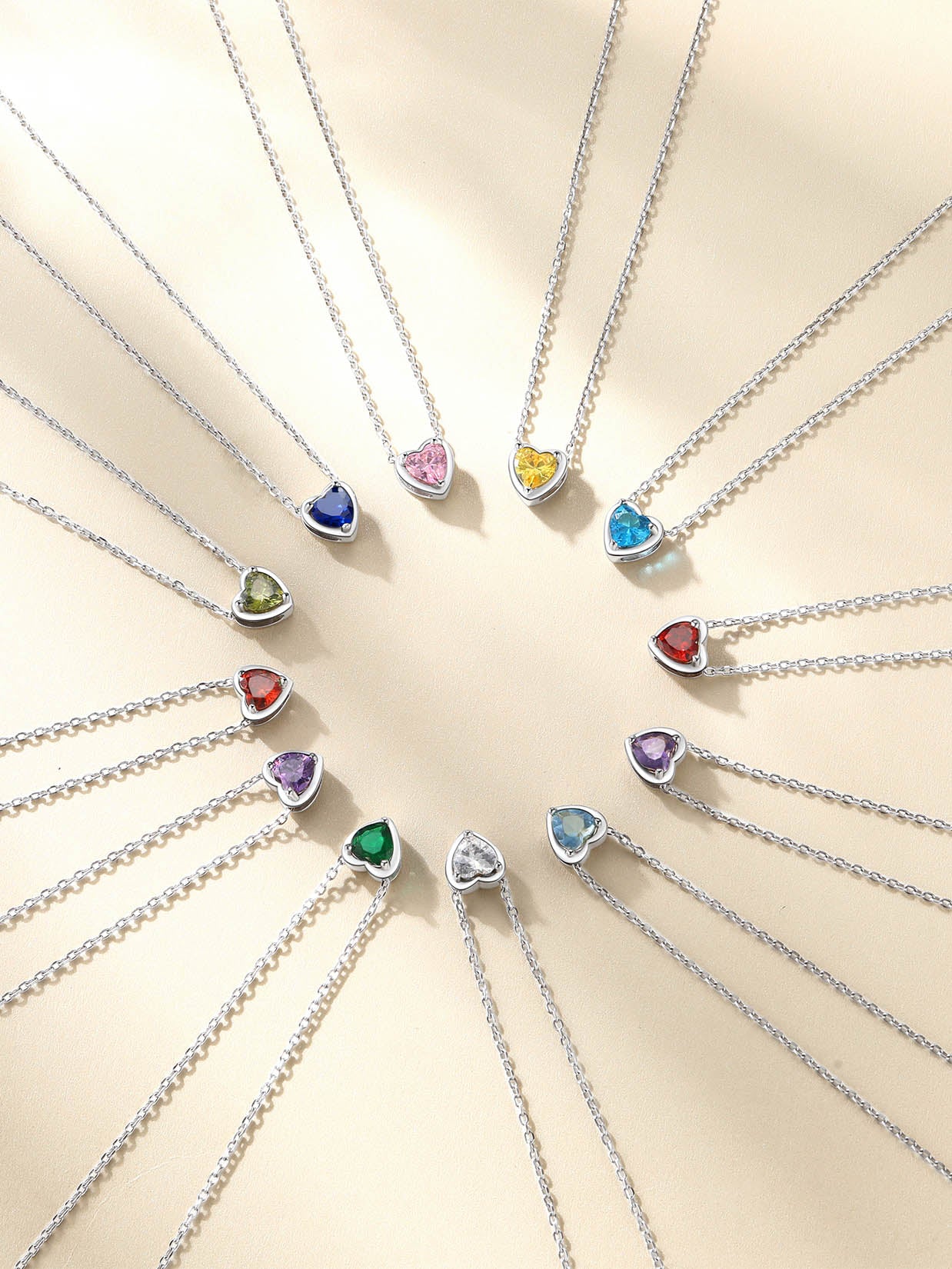 Women 925 Sterling Silver Birthstone Love Heart Necklace, Jewelry Gifts for Women