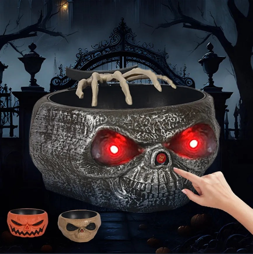 Halloween Candy Bowl Plastic Pumpkin Bowl With Motion Activated Hand,