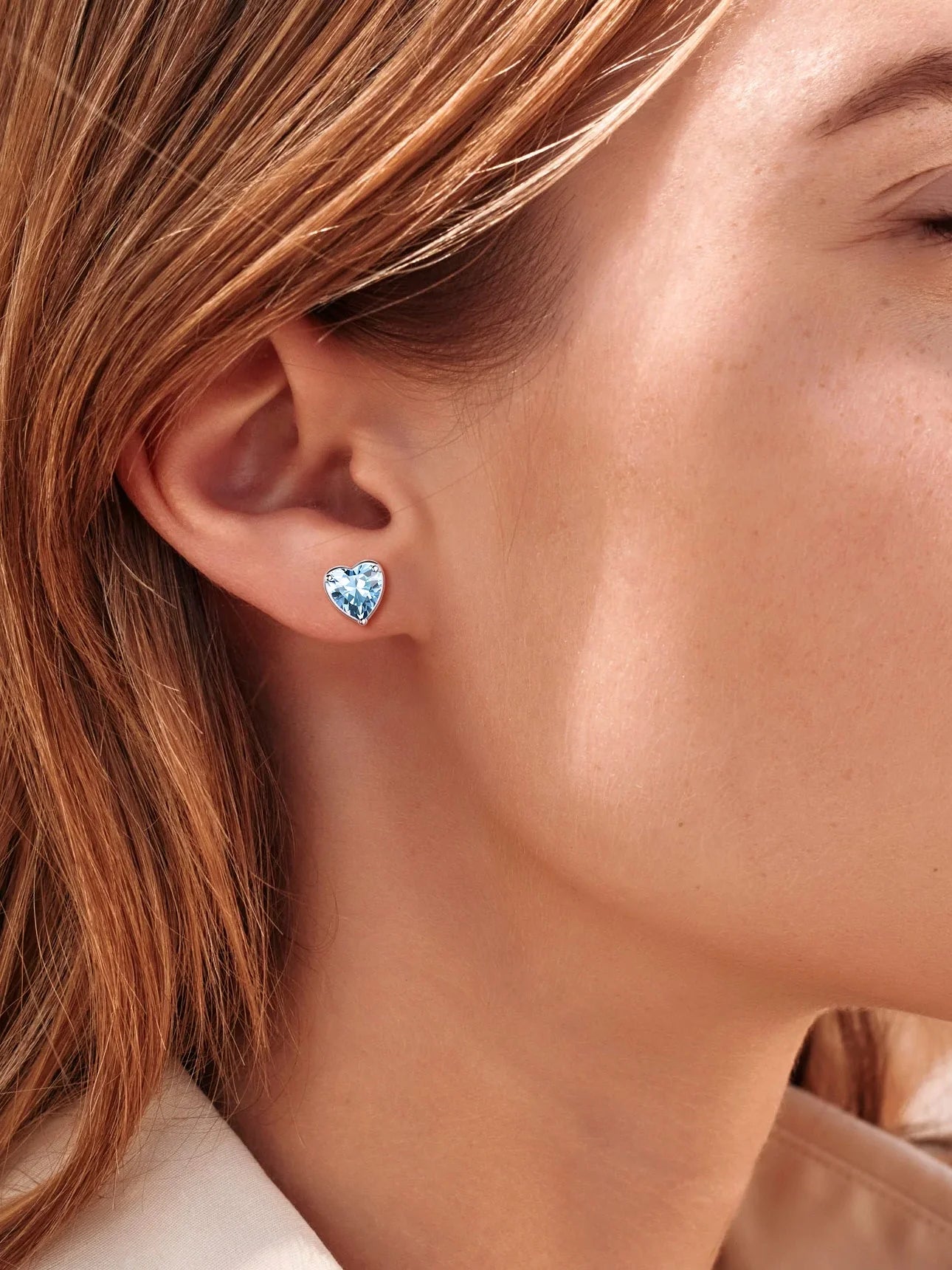 Women Adult 925 Sterling Silver Heart Birthstone Stud Earrings Birthday Valentines Christmas Jewelry Gift