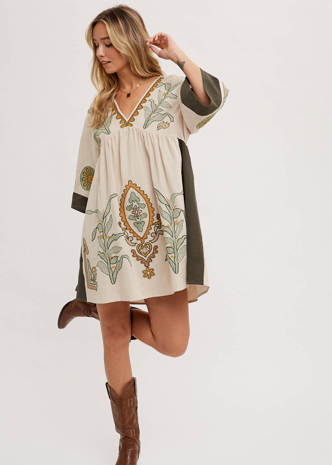 Babydoll Dress with Elegant Bell Sleeves