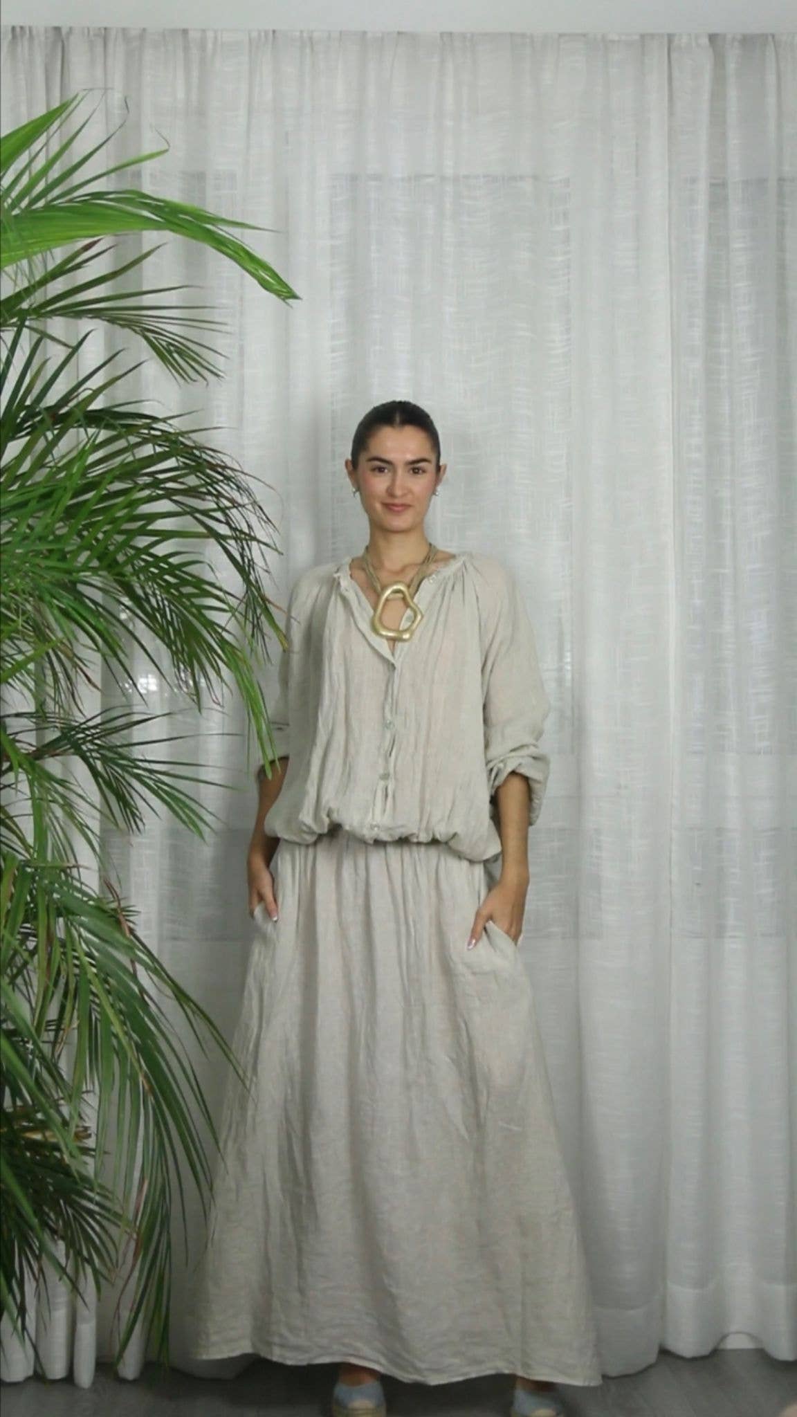 Linen Oversized Pullover Blouse