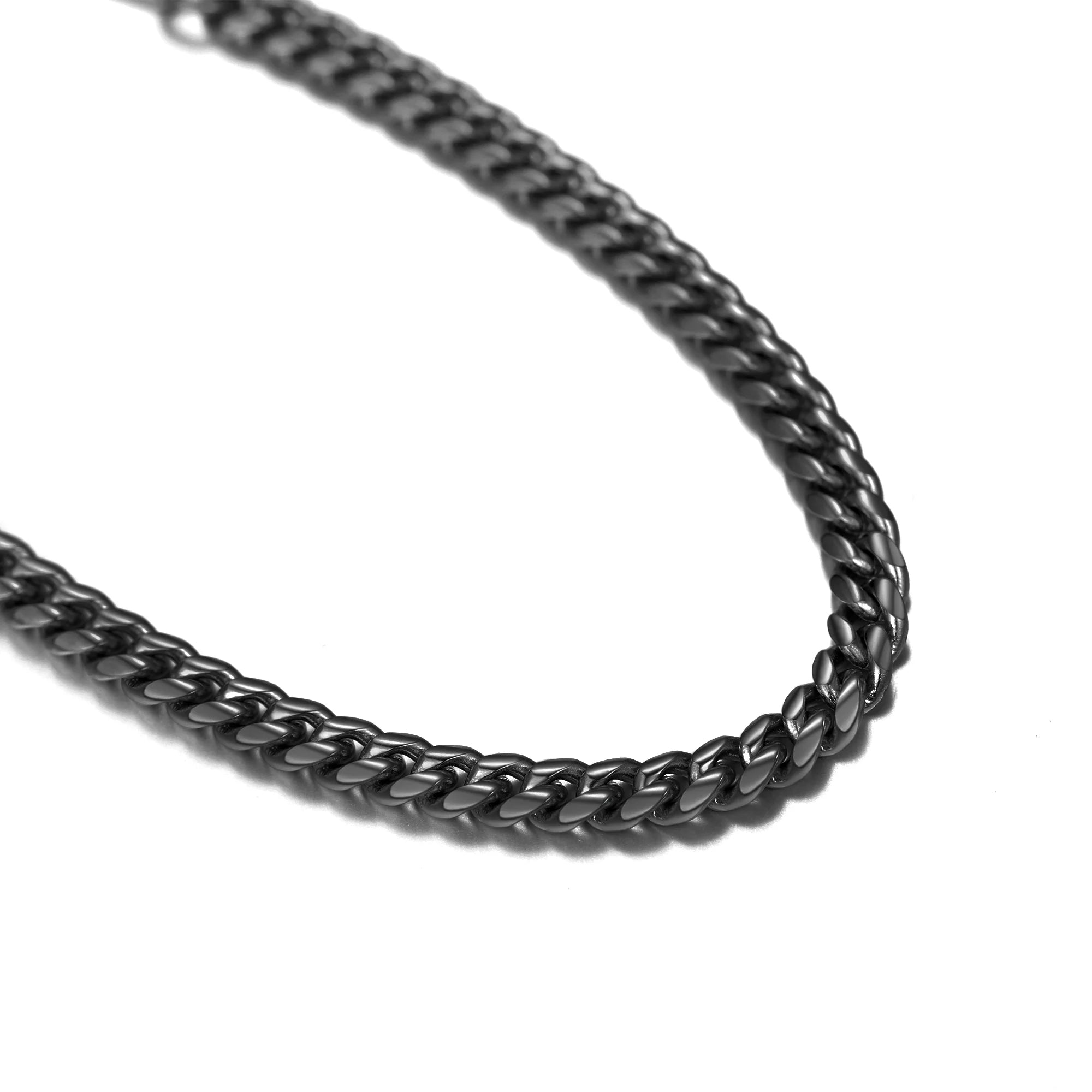 Men Chain Bracelet Black Cuban Curb Bracelet 6MM 8.3 Inch Wrist Bracelet Mens Stainless Steel Jewelry