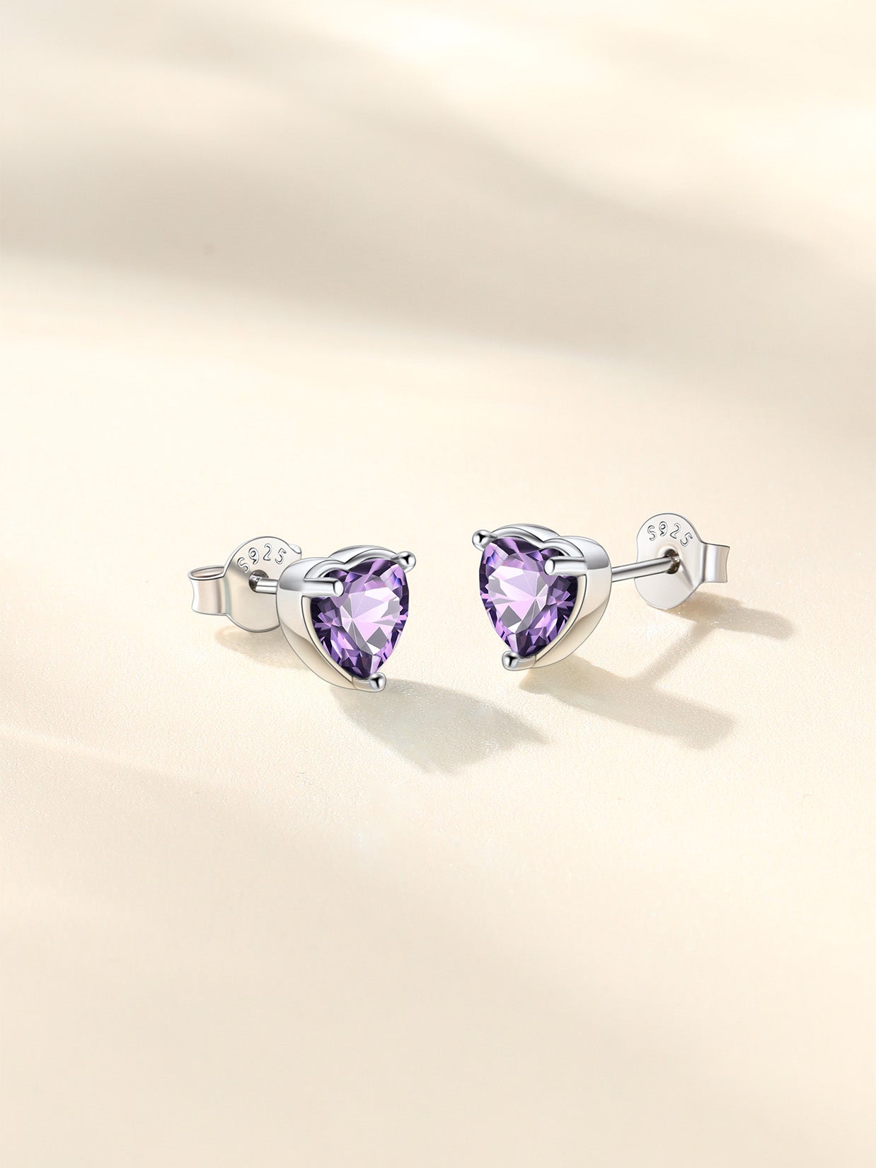 Women Adult 925 Sterling Silver Heart Birthstone Stud Earrings Birthday Valentines Christmas Jewelry Gift
