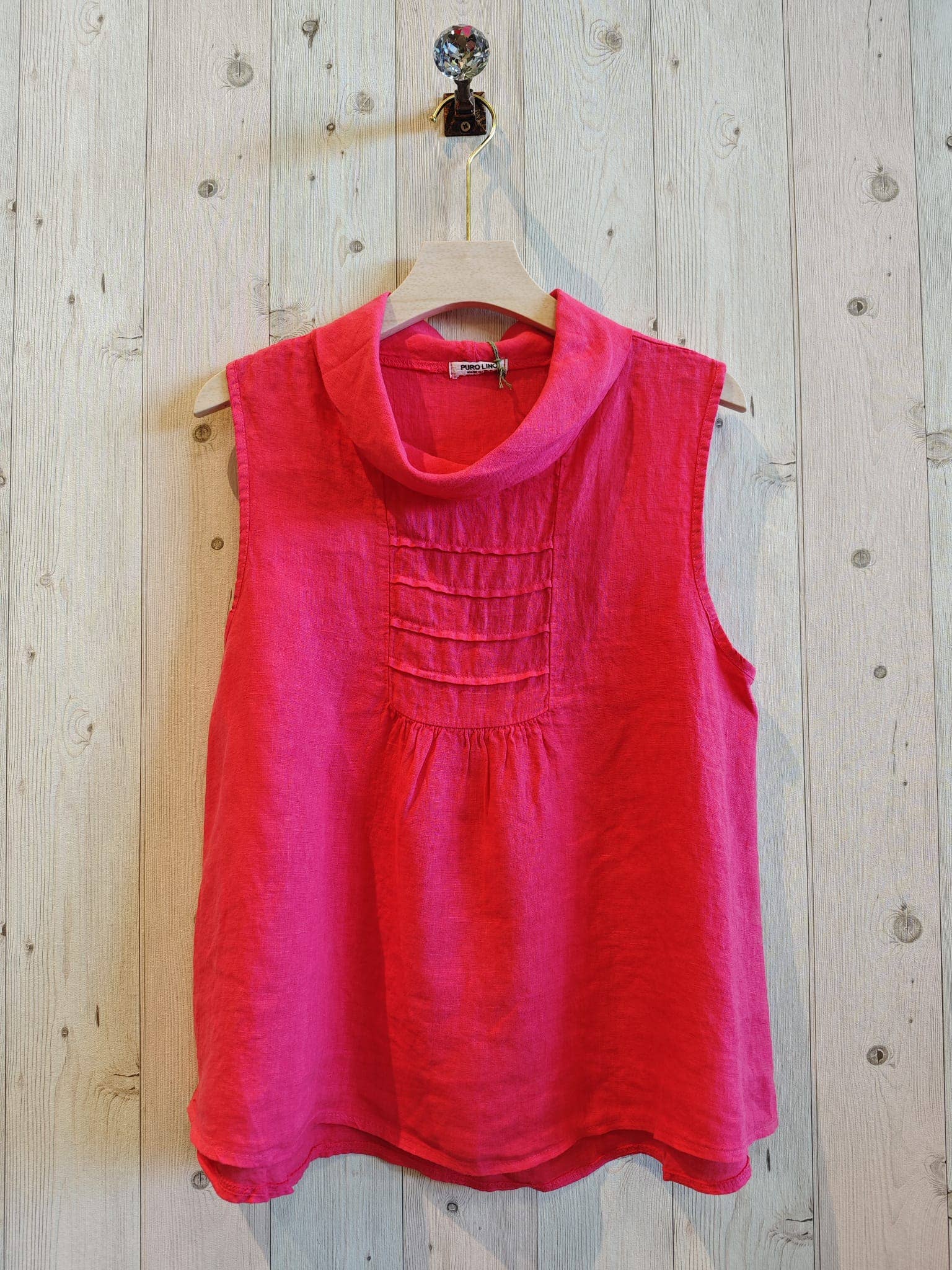 REF 17683 SLEEVELESS BOAT NECK BLOUSE 100% LINEN