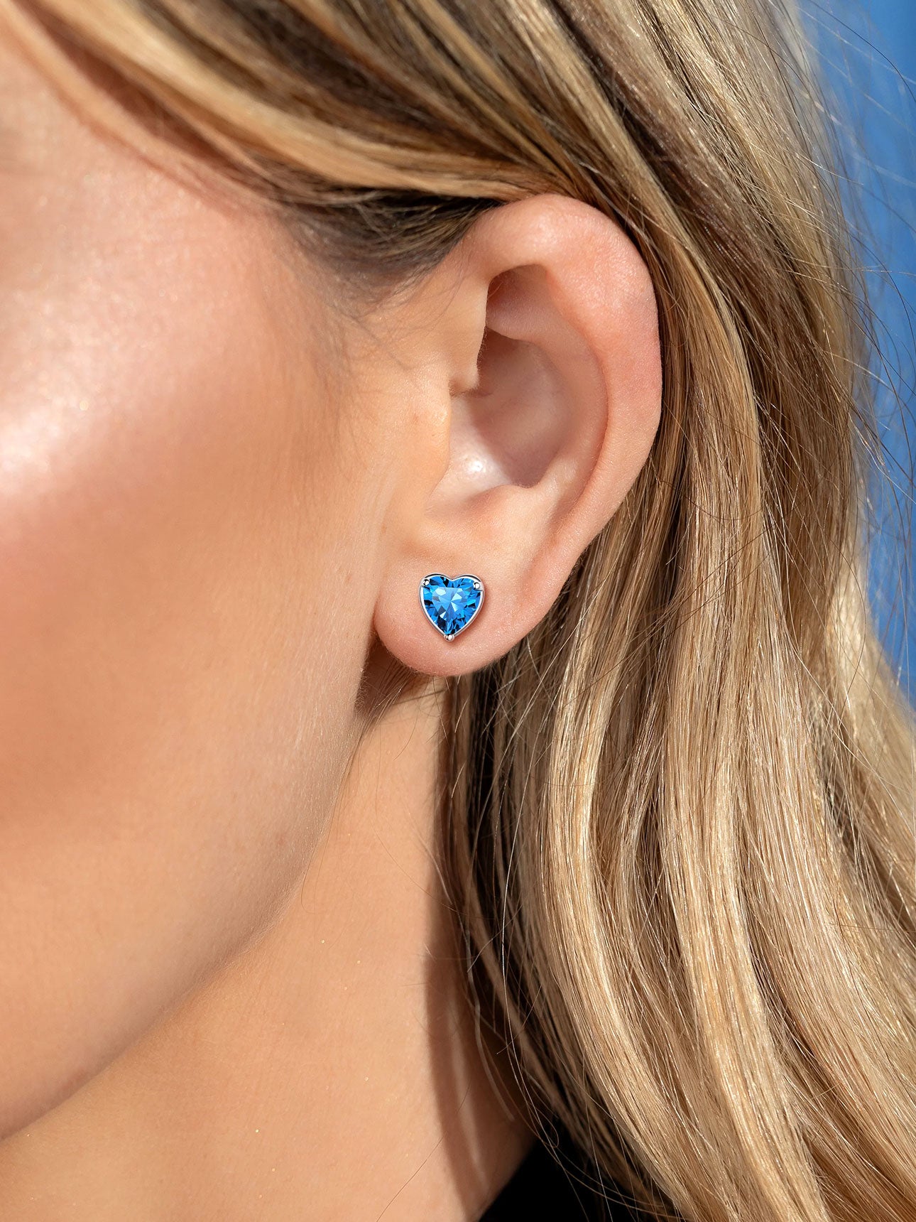 Women Adult 925 Sterling Silver Heart Birthstone Stud Earrings Birthday Valentines Christmas Jewelry Gift