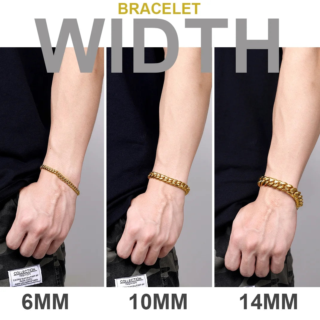 Men Chain Bracelet Black Cuban Curb Bracelet 6MM 8.3 Inch Wrist Bracelet Mens Stainless Steel Jewelry