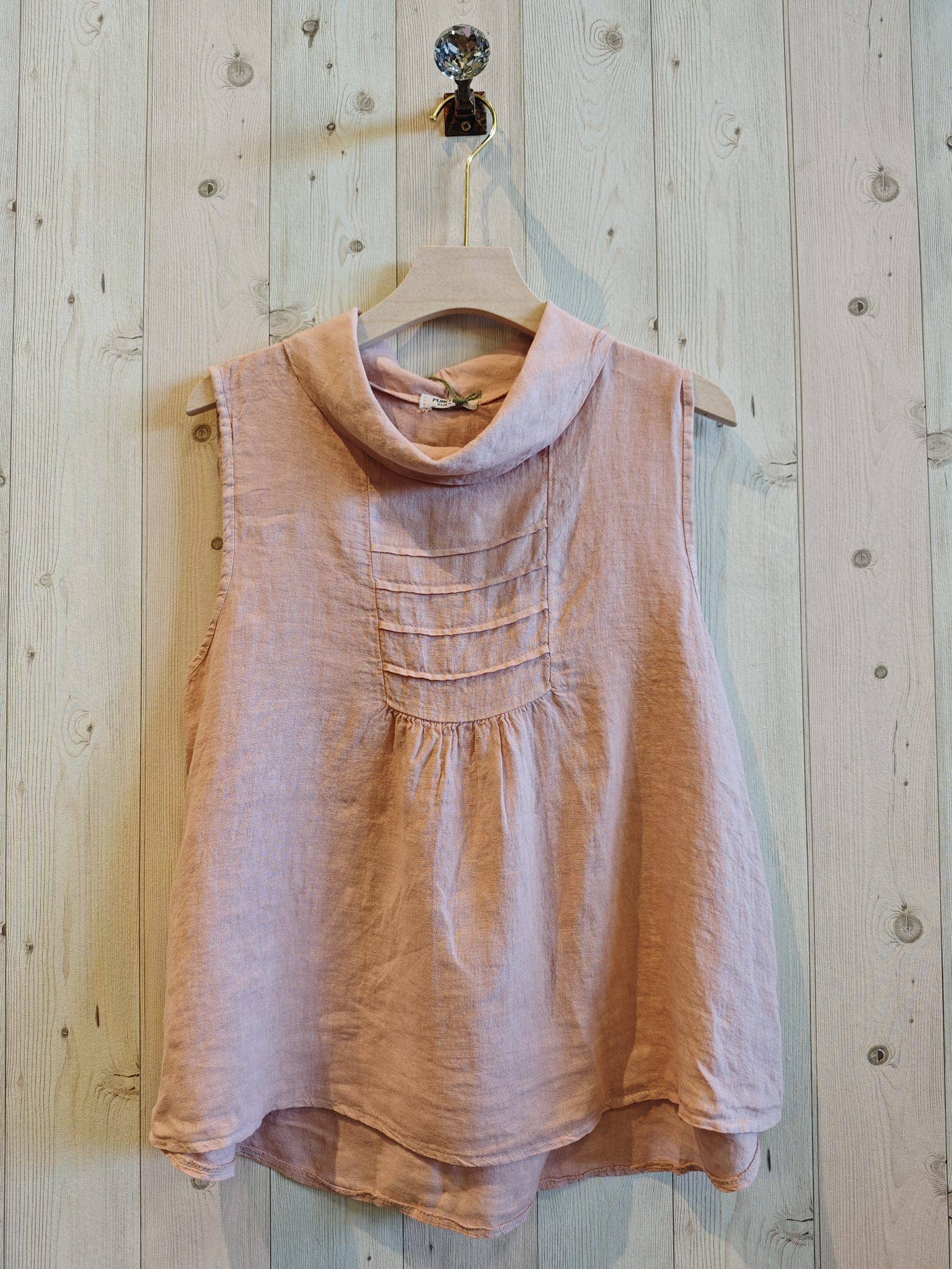 REF 17683 SLEEVELESS BOAT NECK BLOUSE 100% LINEN