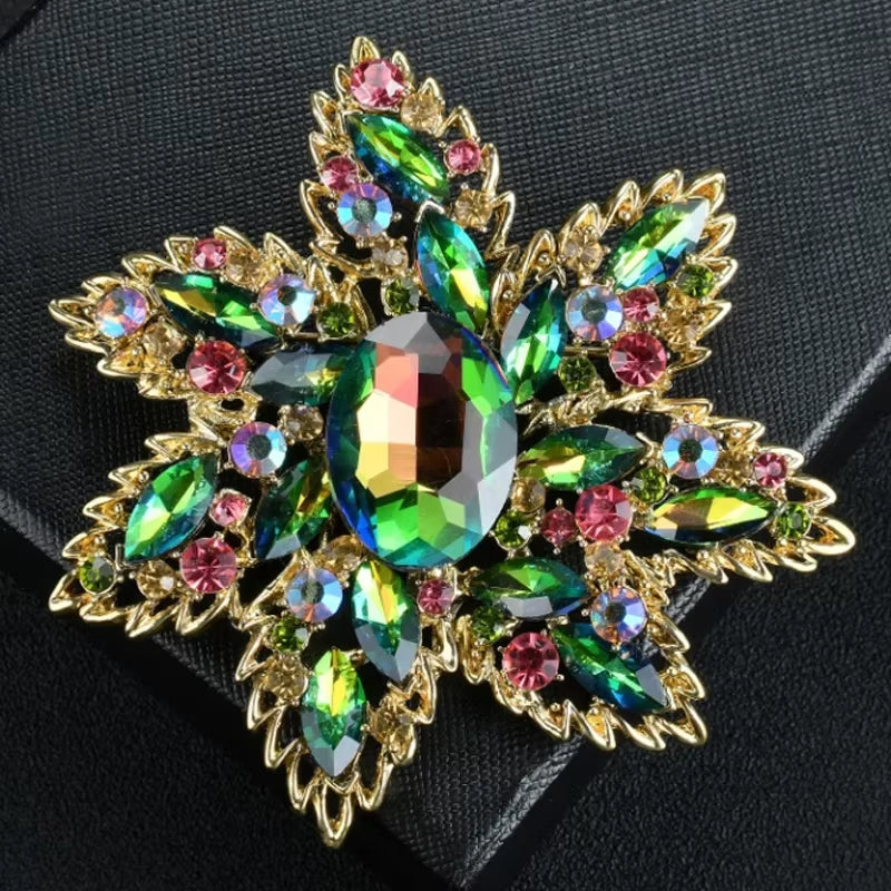 Luxury Elegant Normal Size Colorful Crystal Brooch Rhinestone Pearl Brooches Pin Men and Women Clothing Accessories Jewelry