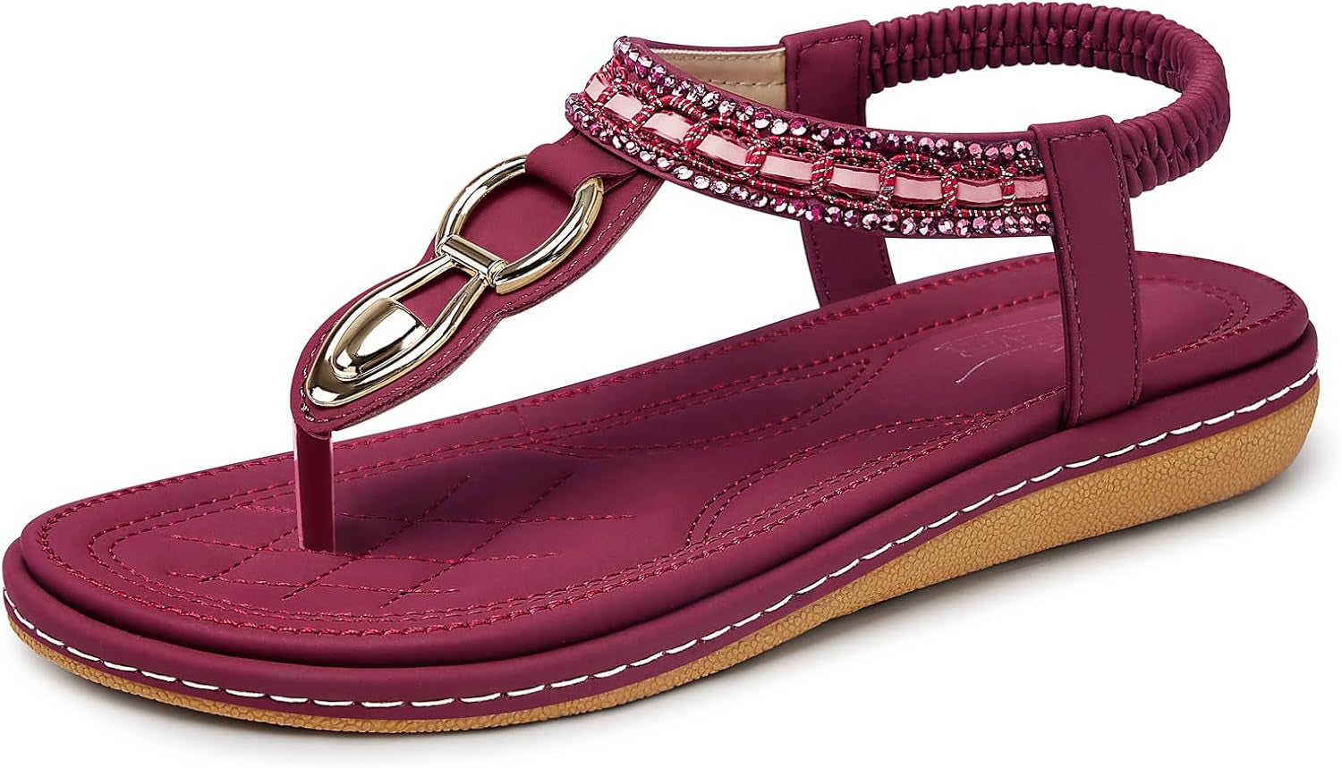 Womens Sandals Dressy Summer: Women Comfortable Walking Flat Bohemian T-Strap Ladies Casual Comfy Sandals