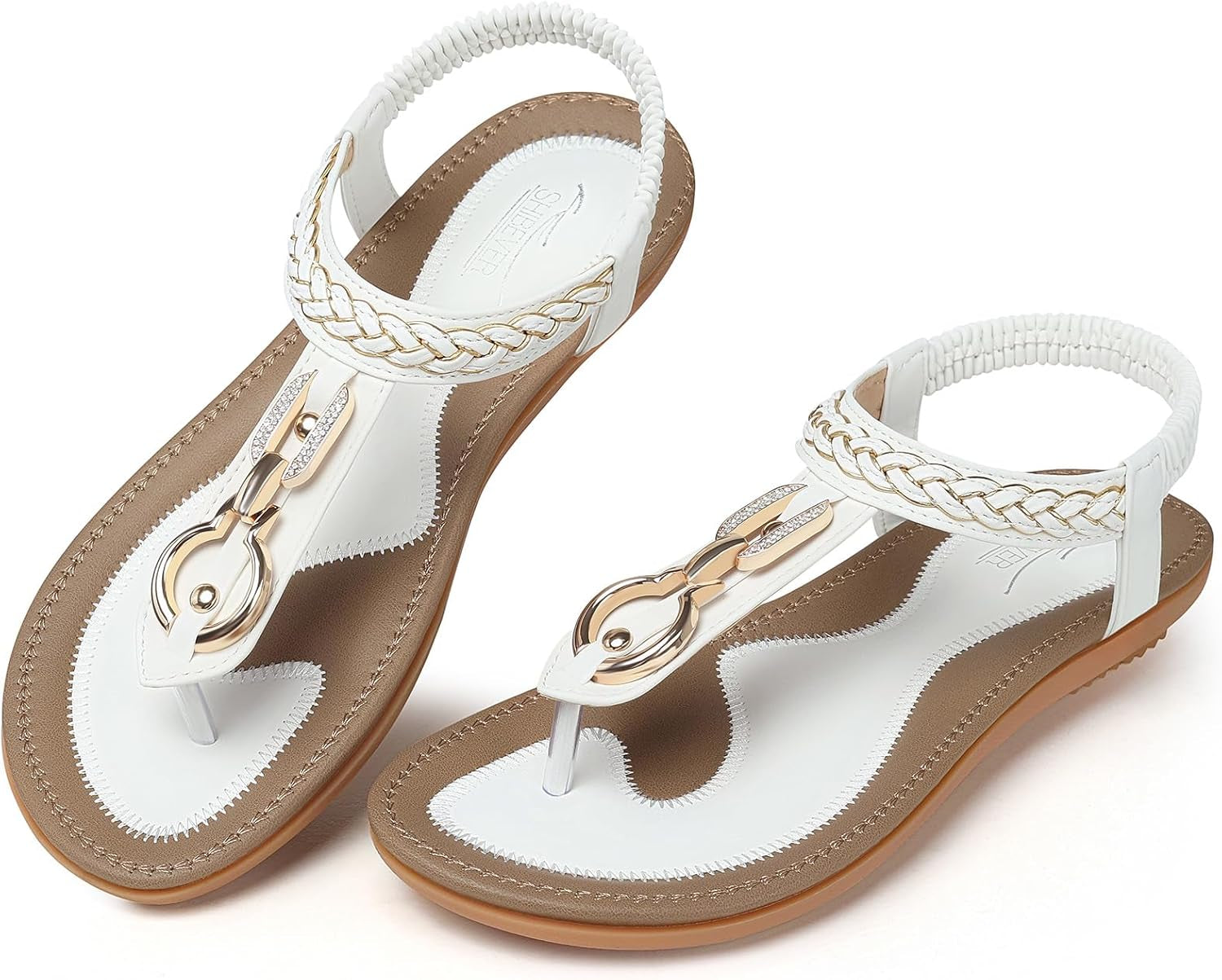 Womens Sandals Dressy Summer: Women Comfortable Walking Flat Bohemian T-Strap Ladies Casual Comfy Sandals