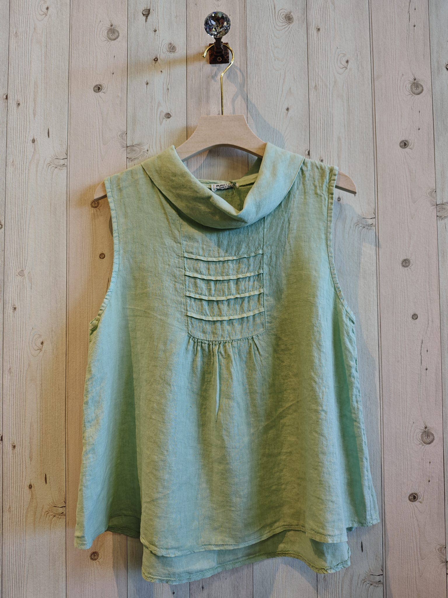 REF 17683 SLEEVELESS BOAT NECK BLOUSE 100% LINEN