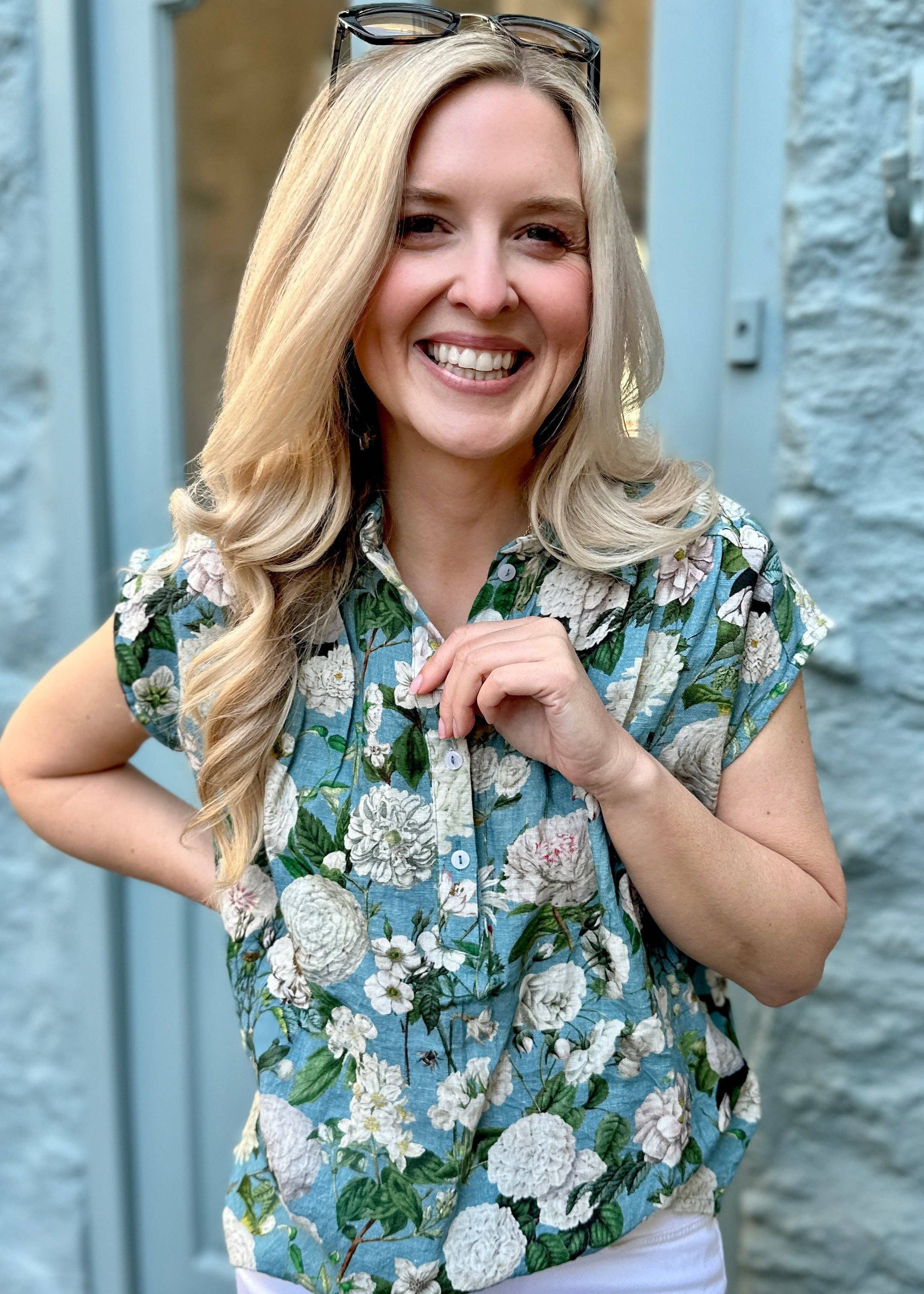 Leinenhemd Jemma – Camelia Ocean