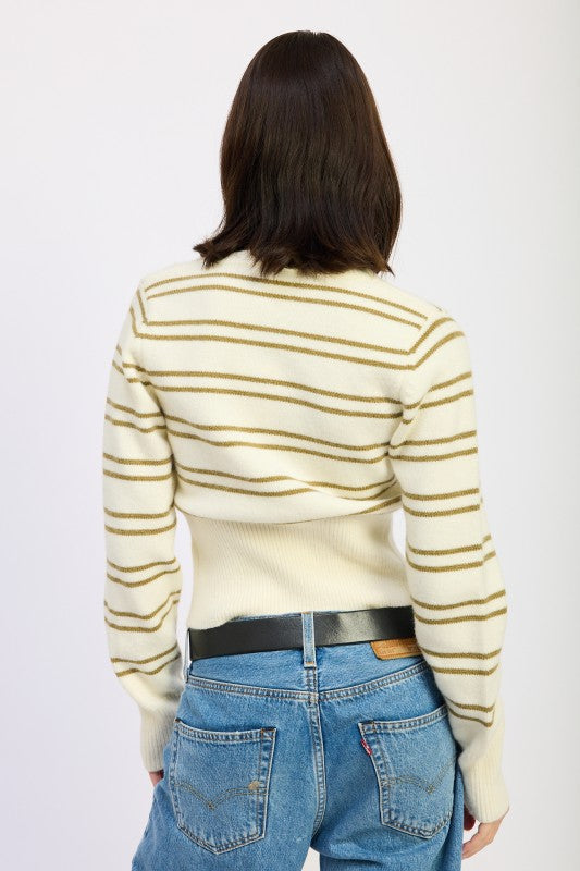 BUTTON DOWN STRIPED CARDIGAN