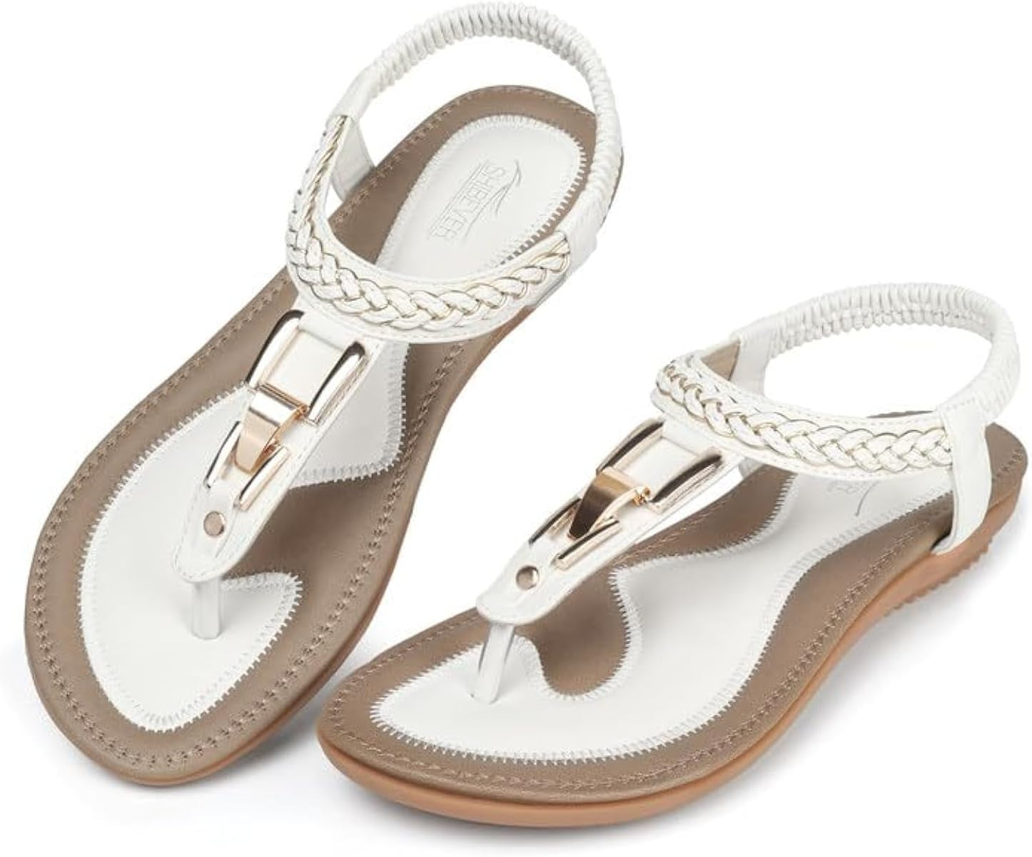 Womens Sandals Dressy Summer: Women Comfortable Walking Flat Bohemian T-Strap Ladies Casual Comfy Sandals