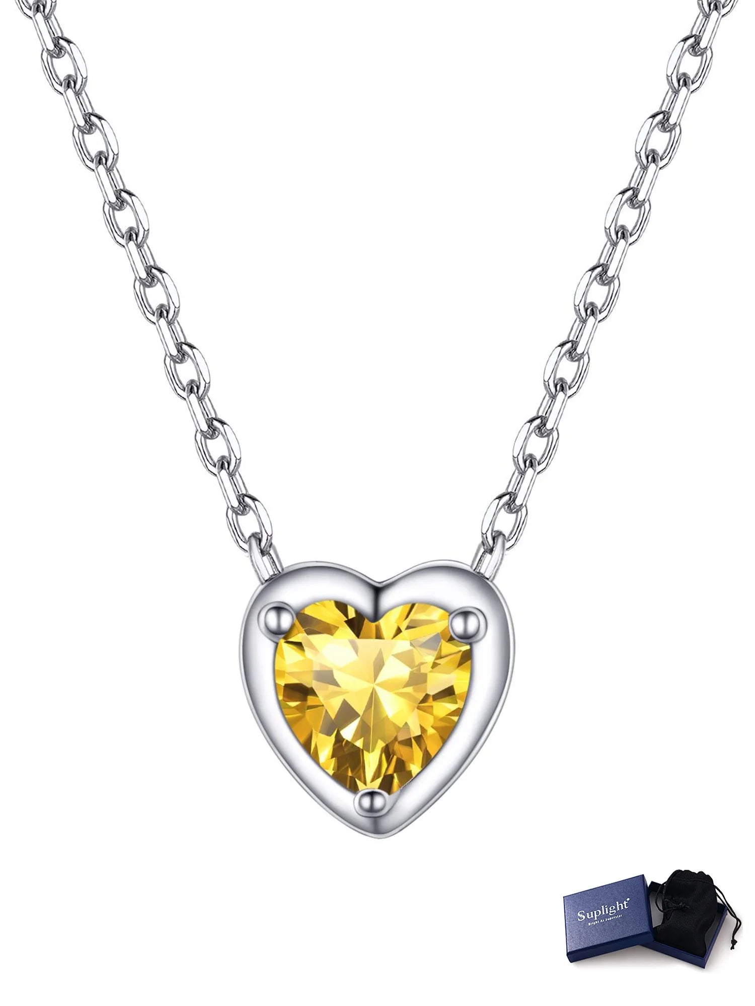 Women 925 Sterling Silver Birthstone Love Heart Necklace, Birthday Christmas Gifts for Women