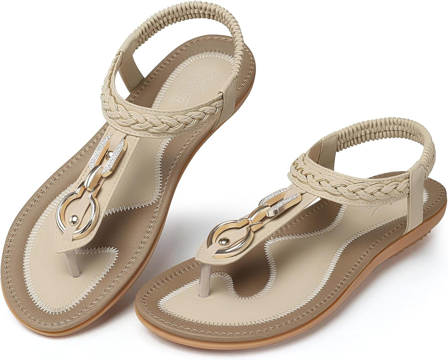 Womens Sandals Dressy Summer: Women Comfortable Walking Flat Bohemian T-Strap Ladies Casual Comfy Sandals