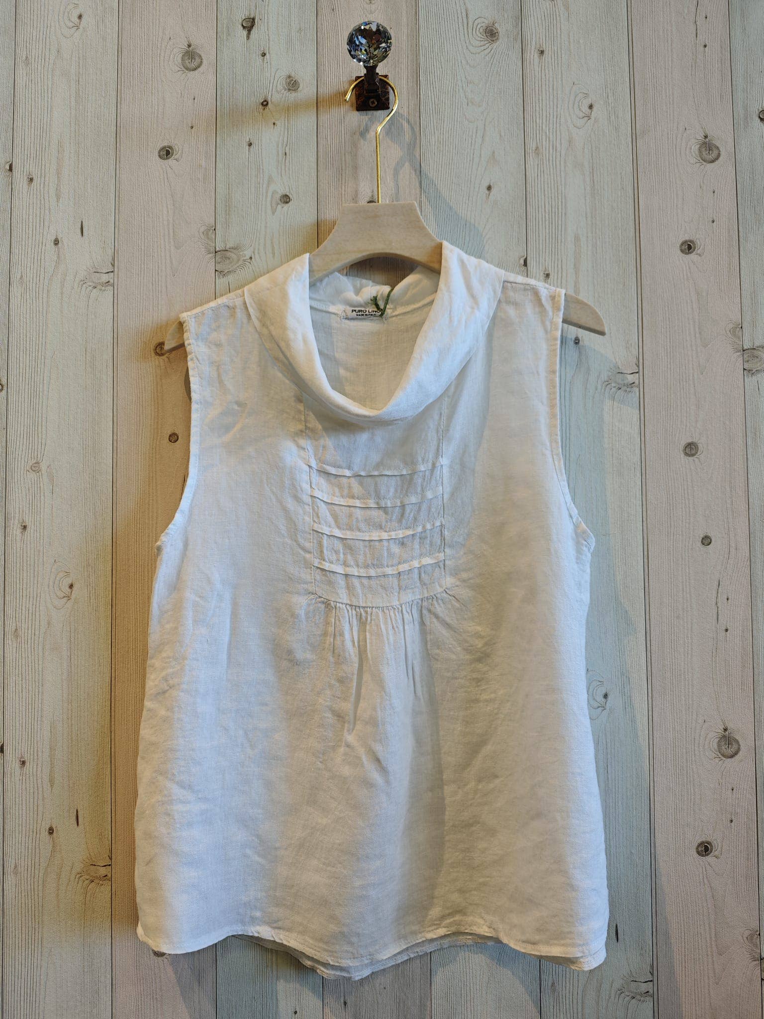 REF 17683 SLEEVELESS BOAT NECK BLOUSE 100% LINEN