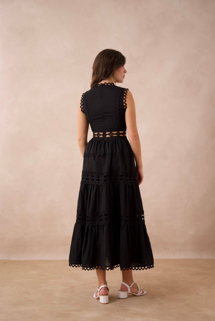 Ellie long dress in openwork cotton - 80983-3
