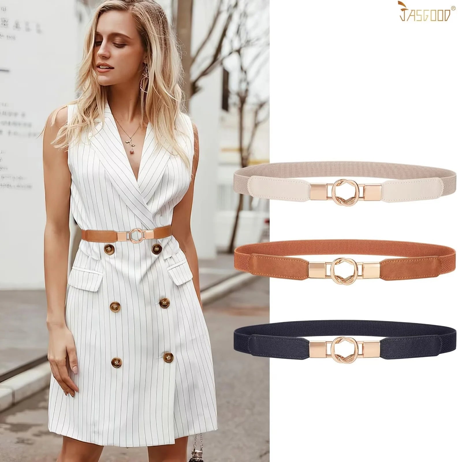 3 Pack Women Belts Retro Elastic Stretchy Skinny Belt for Dresses