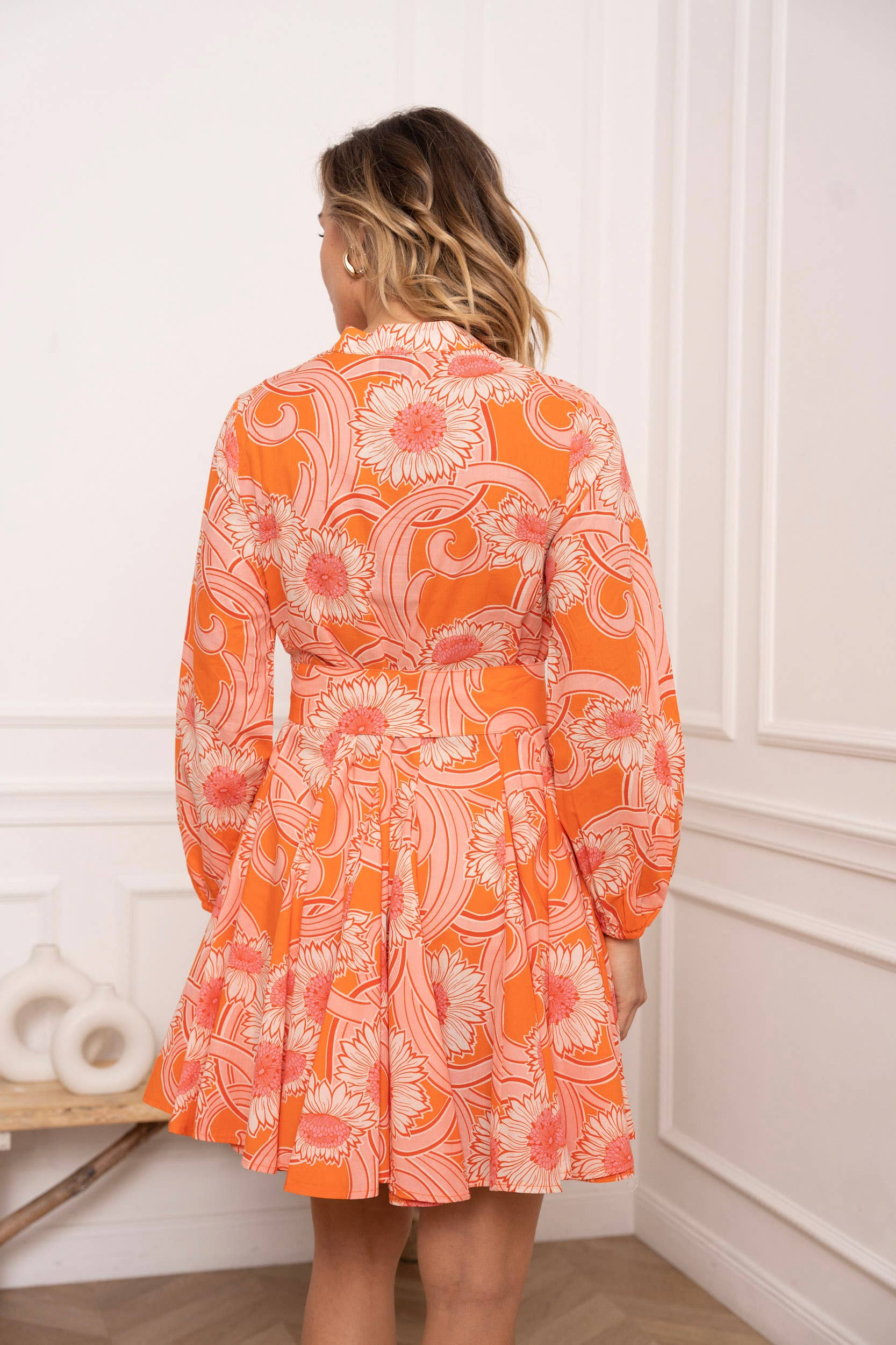 Sonia skater dress in Orange Blossom printed cotton - 80961