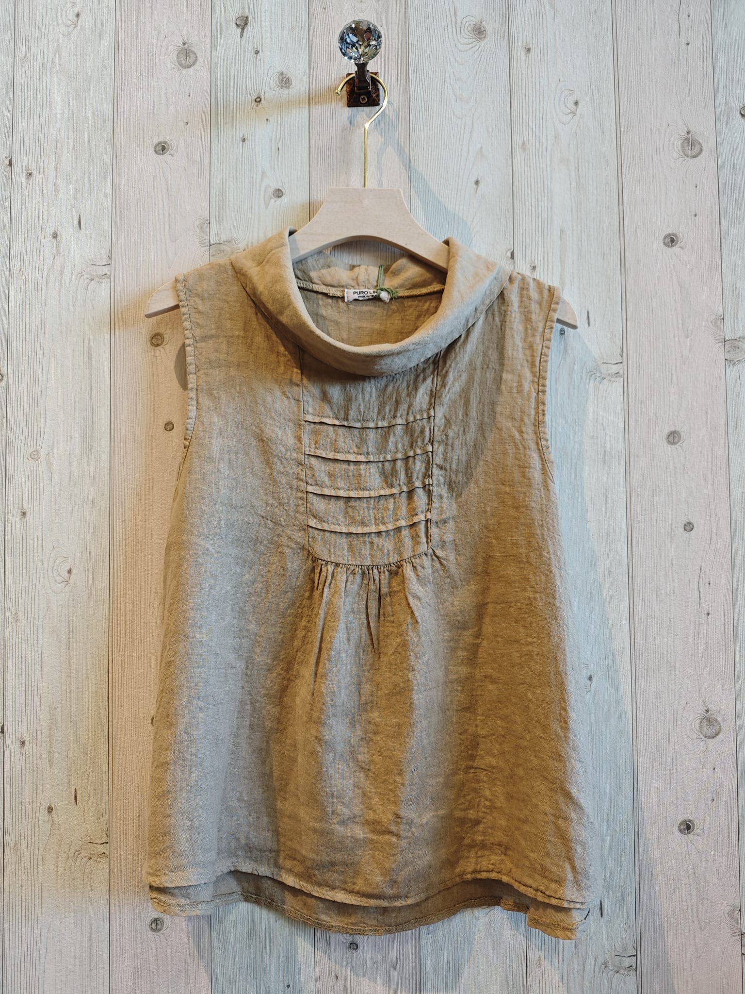 REF 17683 SLEEVELESS BOAT NECK BLOUSE 100% LINEN