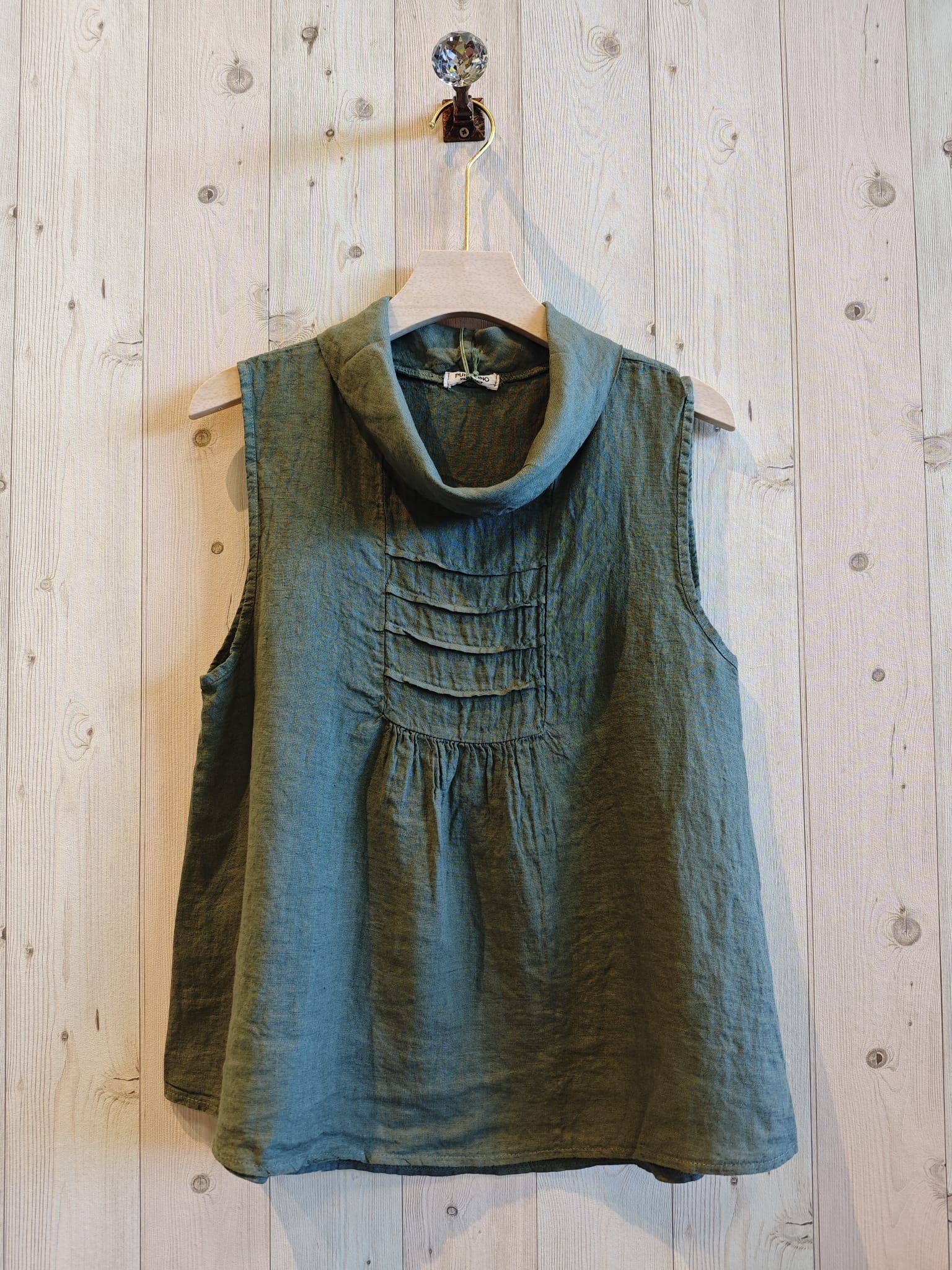 REF 17683 SLEEVELESS BOAT NECK BLOUSE 100% LINEN