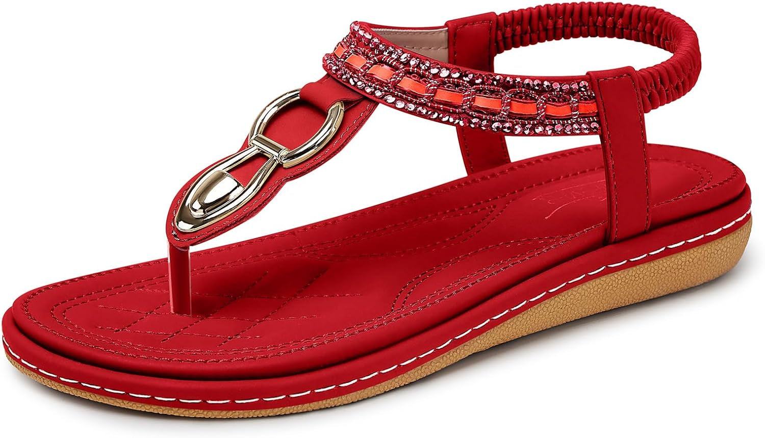 Womens Sandals Dressy Summer: Women Comfortable Walking Flat Bohemian T-Strap Ladies Casual Comfy Sandals