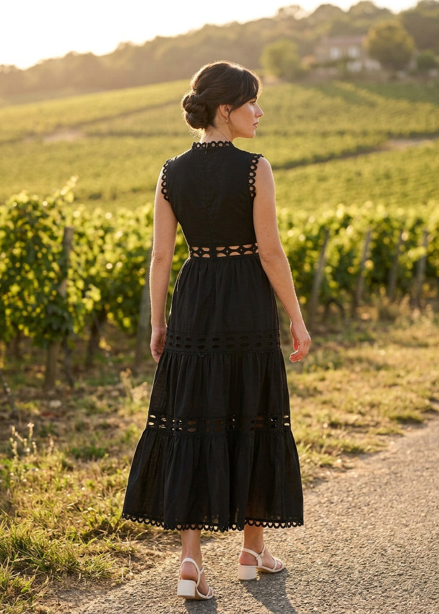 Ellie langes Kleid aus durchbrochener Baumwolle