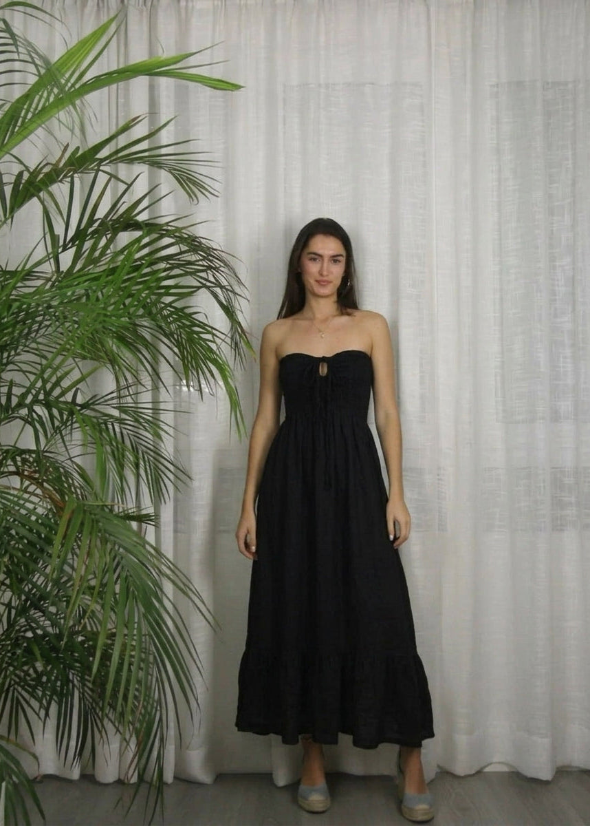 Strapless Linen Bandeau Dress