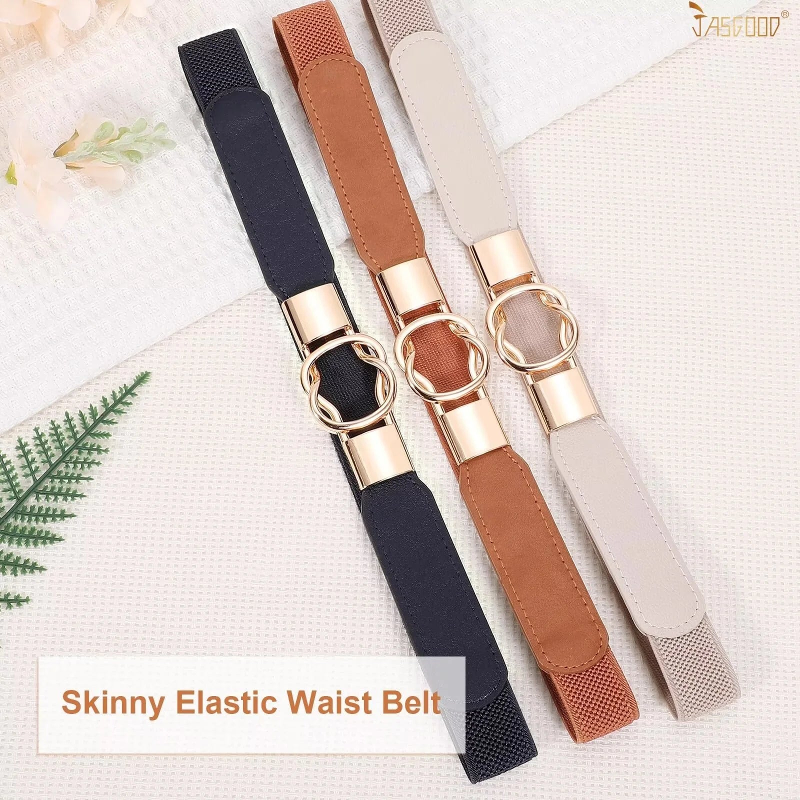 3 Pack Women Belts Retro Elastic Stretchy Skinny Belt for Dresses
