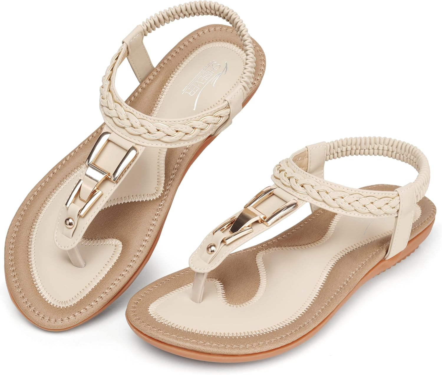 Womens Sandals Dressy Summer: Women Comfortable Walking Flat Bohemian T-Strap Ladies Casual Comfy Sandals