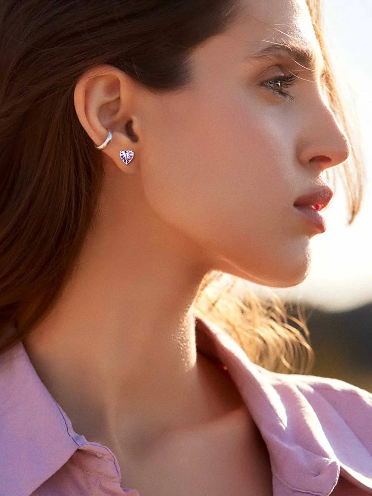 Women Adult 925 Sterling Silver Heart Birthstone Stud Earrings Birthday Valentines Christmas Jewelry Gift