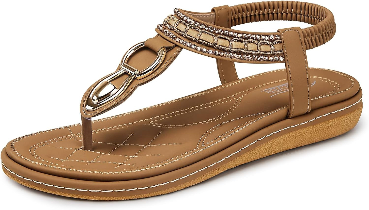 Womens Sandals Dressy Summer: Women Comfortable Walking Flat Bohemian T-Strap Ladies Casual Comfy Sandals