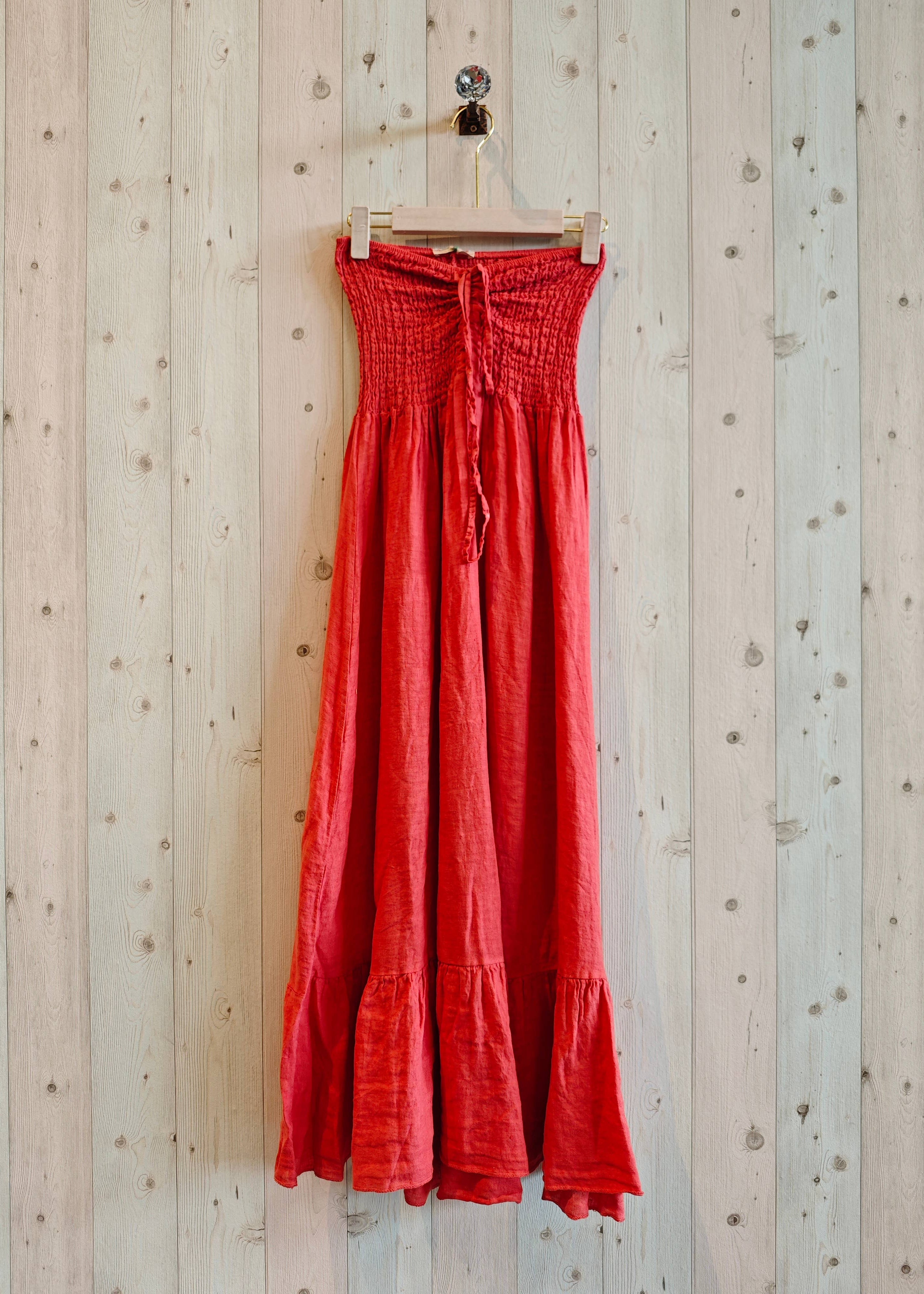 Strapless Linen Bandeau Dress