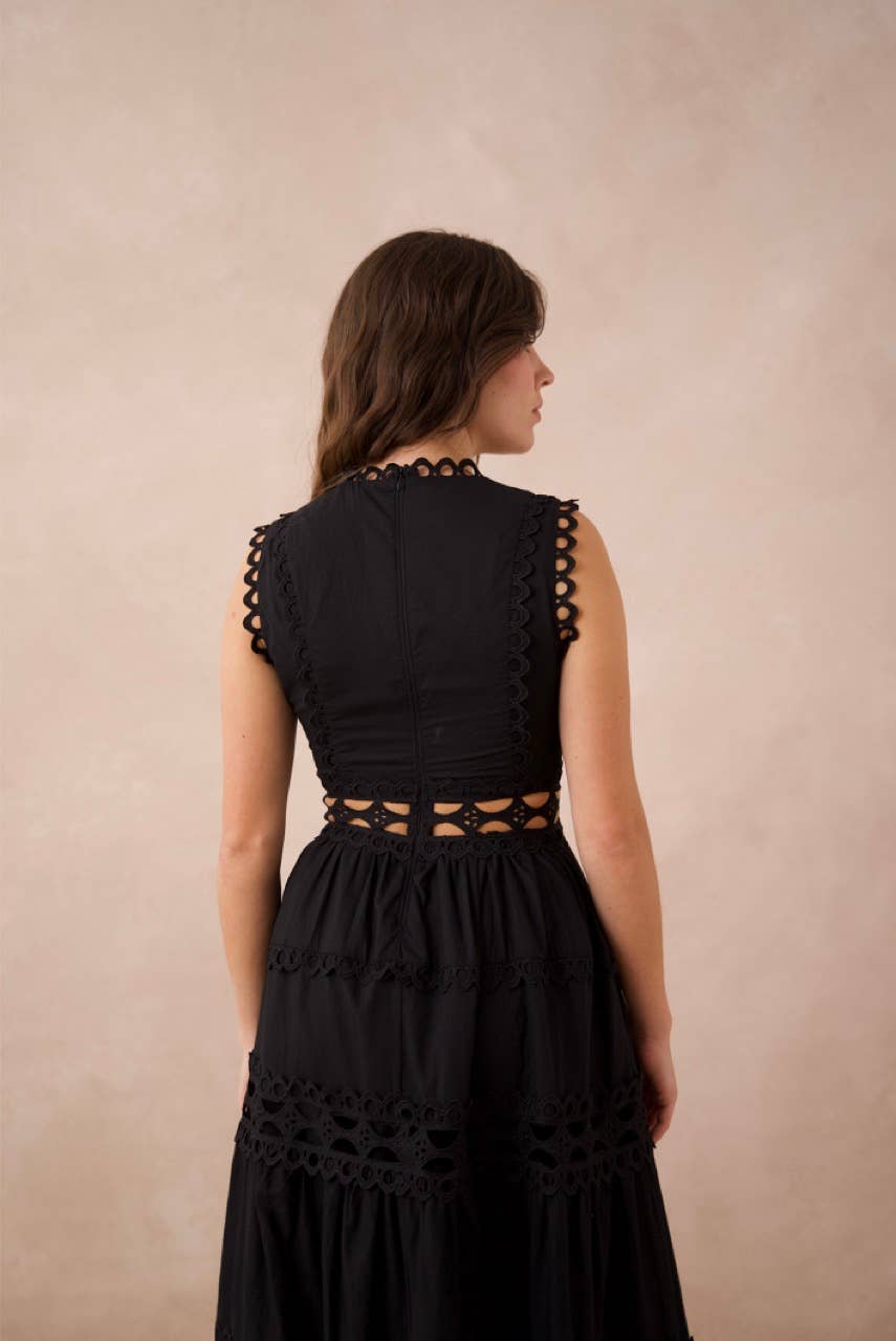 Ellie long dress in openwork cotton - 80983-3