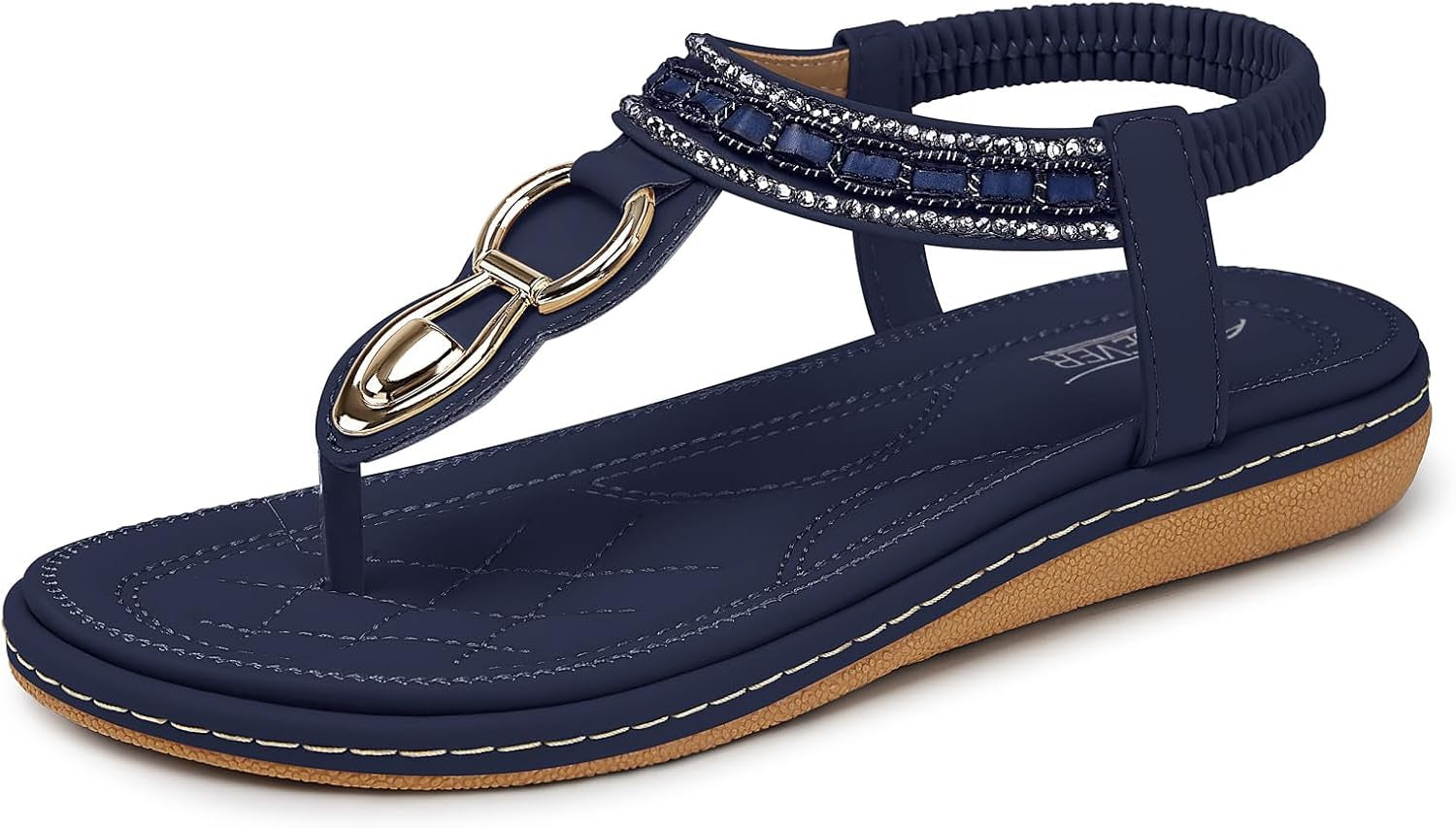 Womens Sandals Dressy Summer: Women Comfortable Walking Flat Bohemian T-Strap Ladies Casual Comfy Sandals